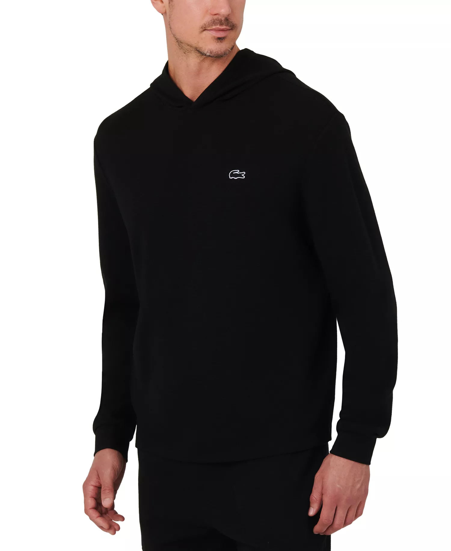 Men's Waffle-Knit Thermal Hoodie  - Black - L