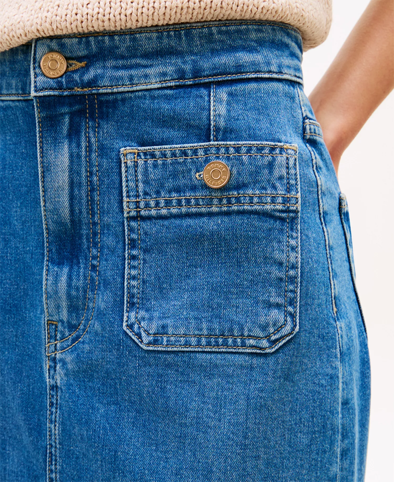 Women's Denim Midi Skirt - Blue - 10