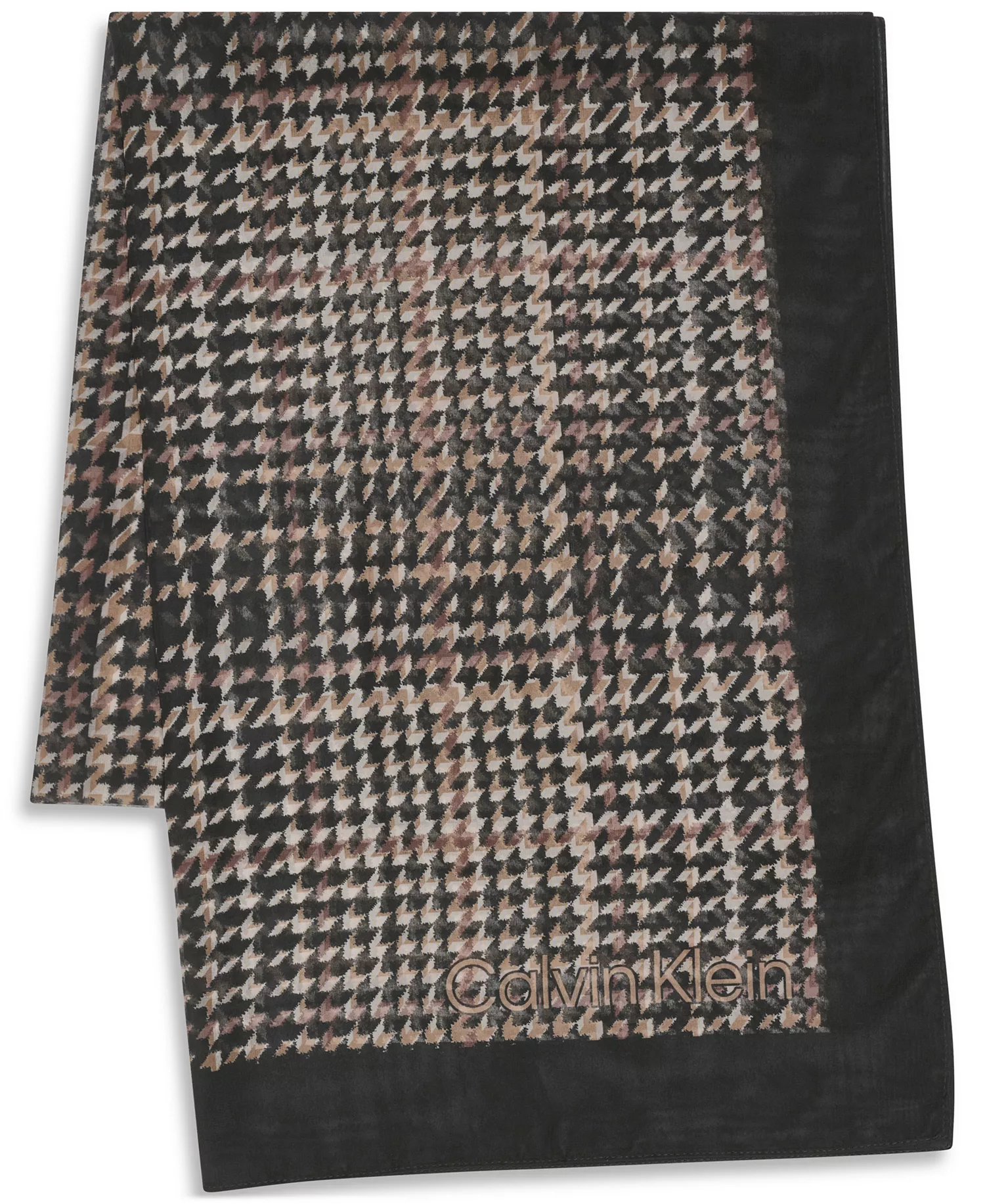 Women's Houndstooth Print Wrap - Luggage - ONE SIZE