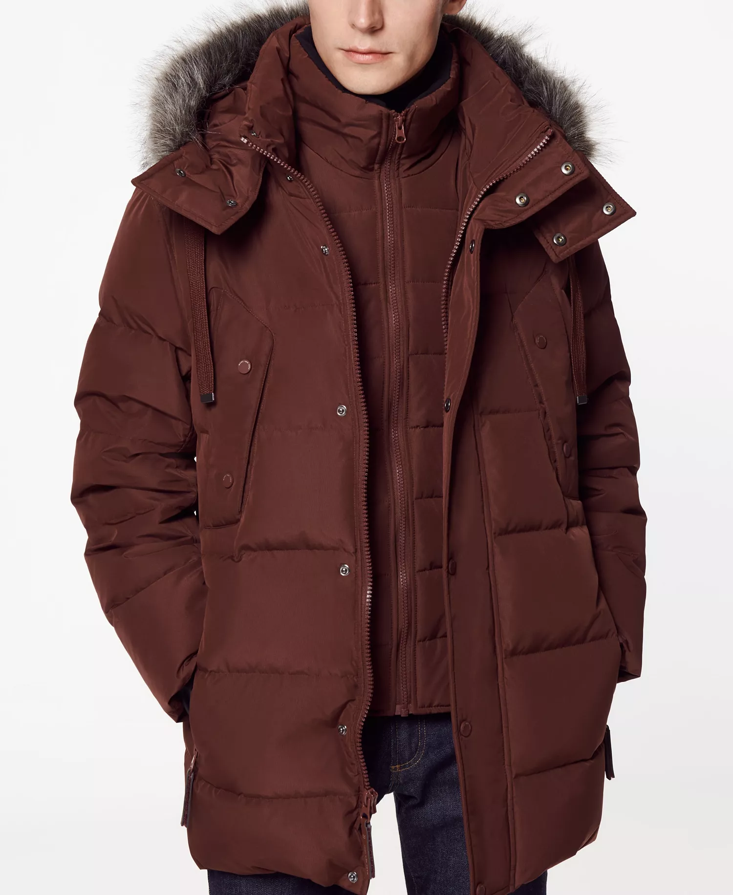 Men's Gattaca Down Parka Coat - Burgundy - M