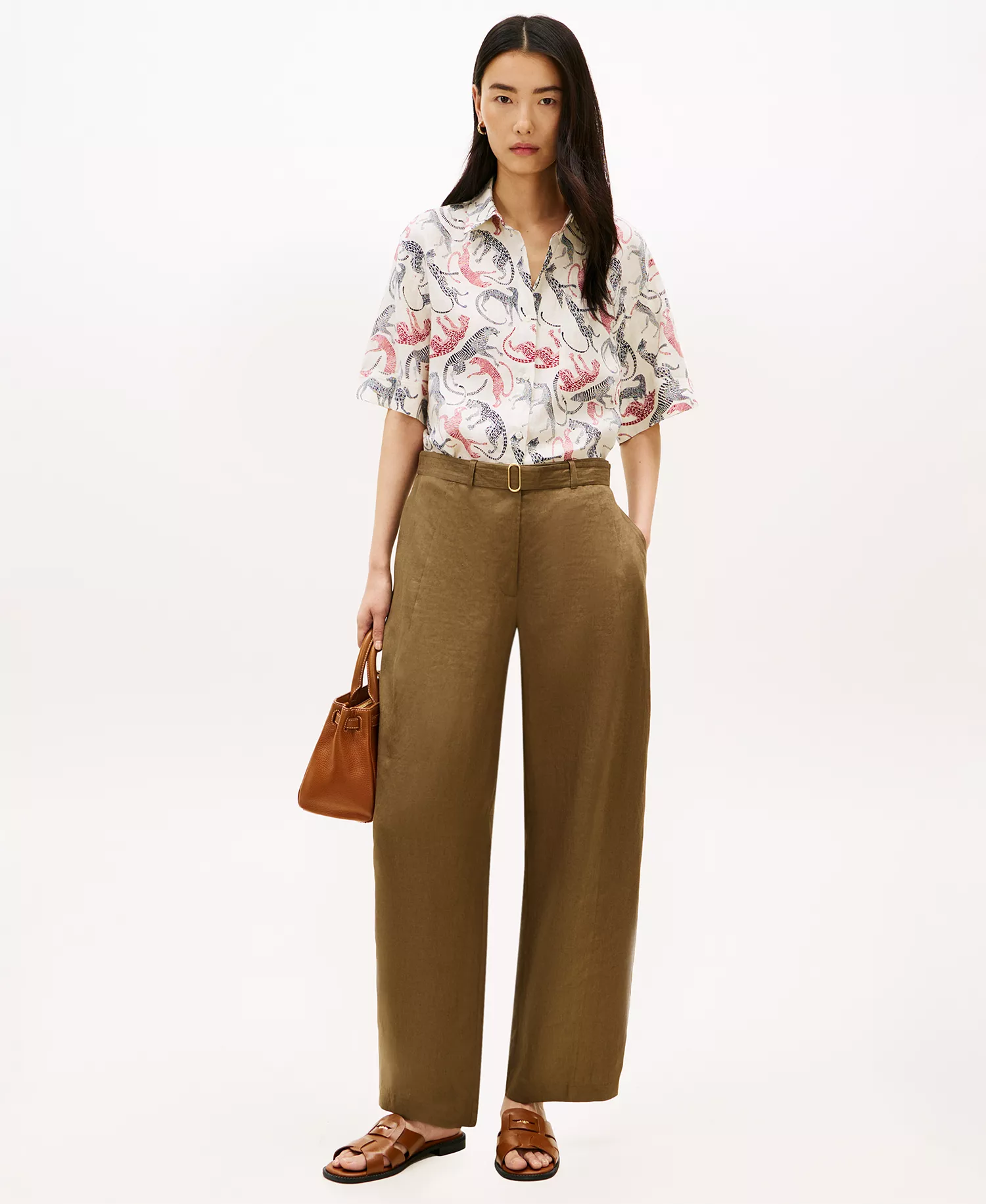 Women's Linen Essential Collared Shirt - White - L