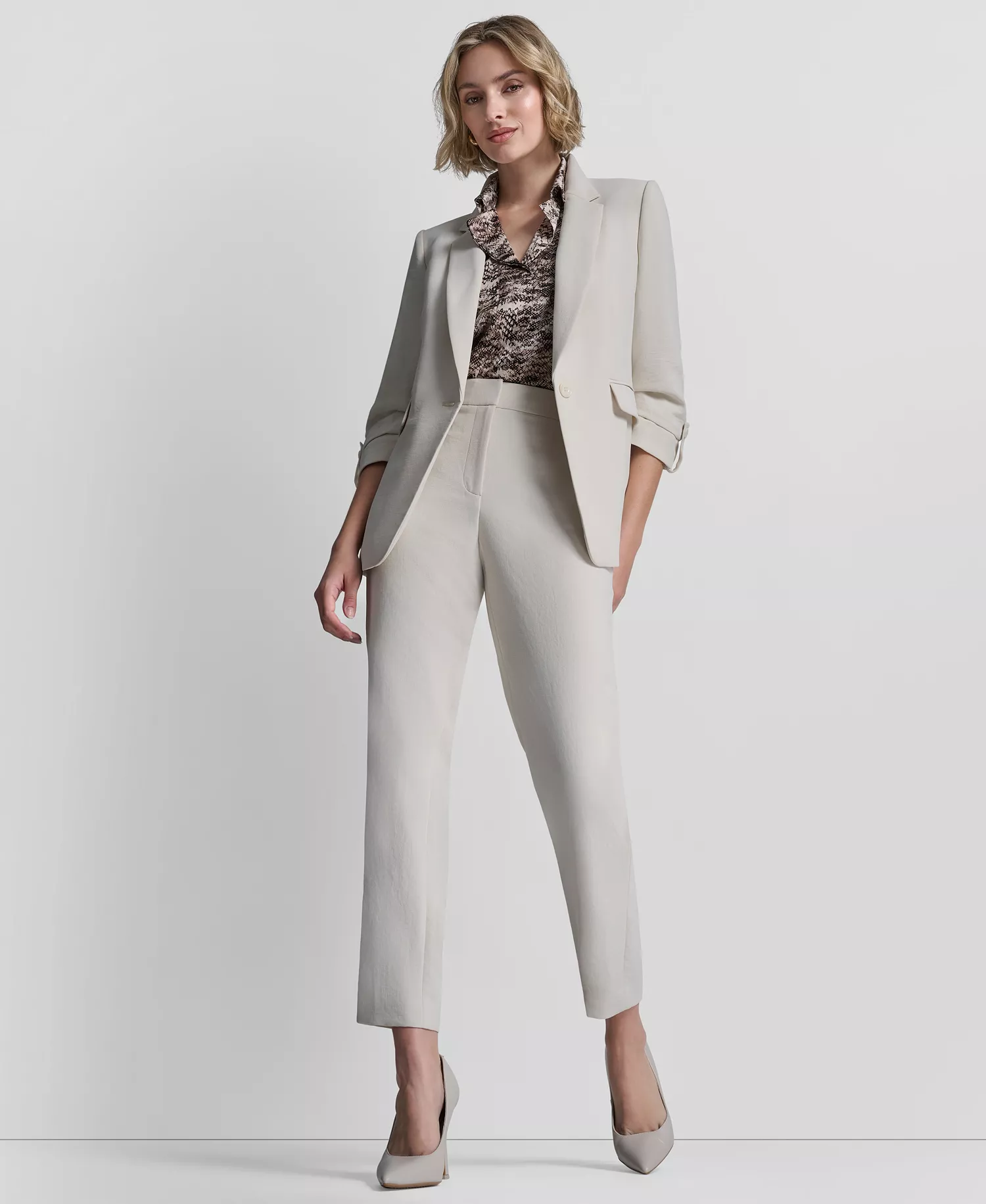 Women's Notch Collar One-Button Jacket - Ecru - 10