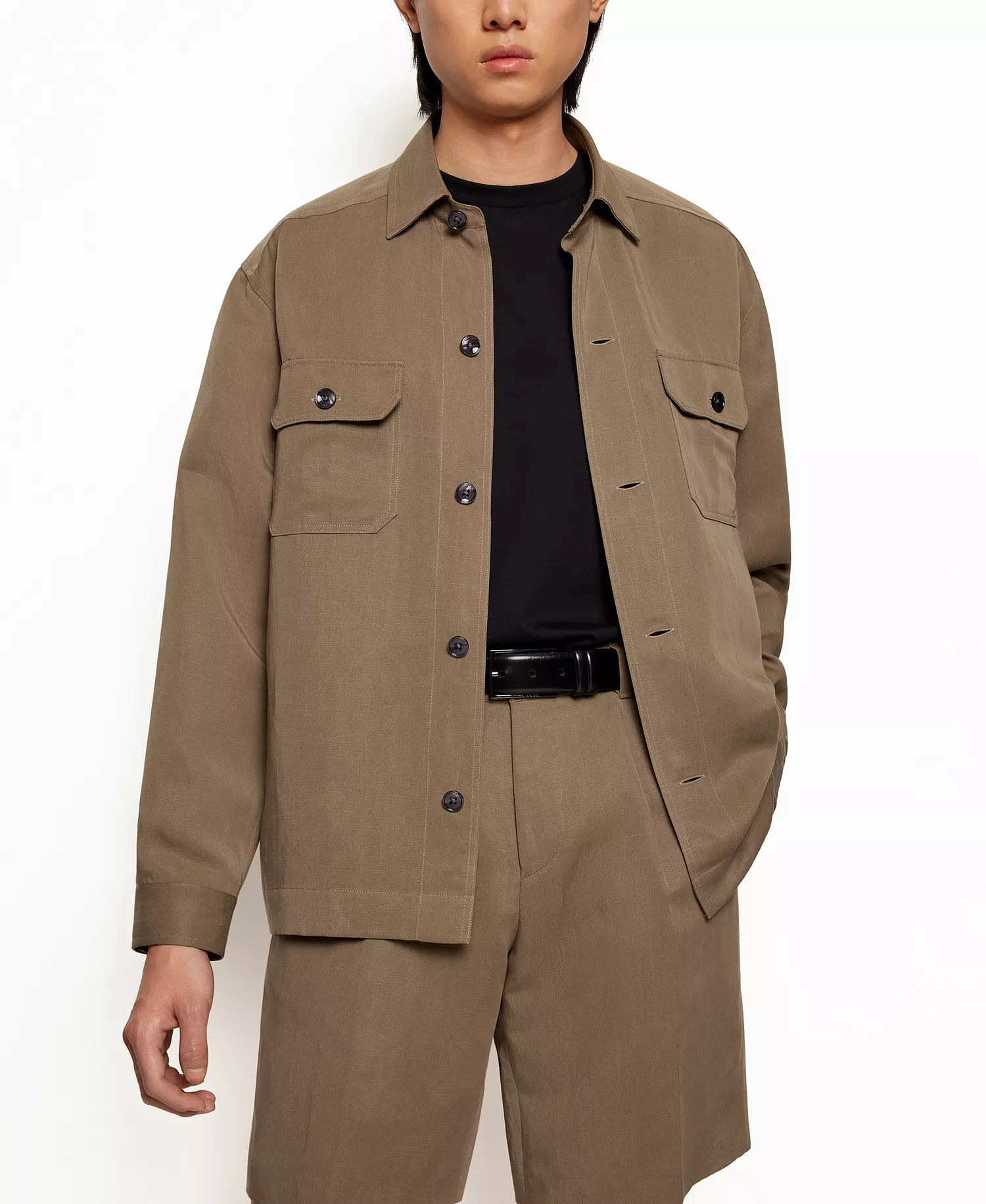 BOSS Men's Vegetable-Tanned Leather Belt - Black - 38