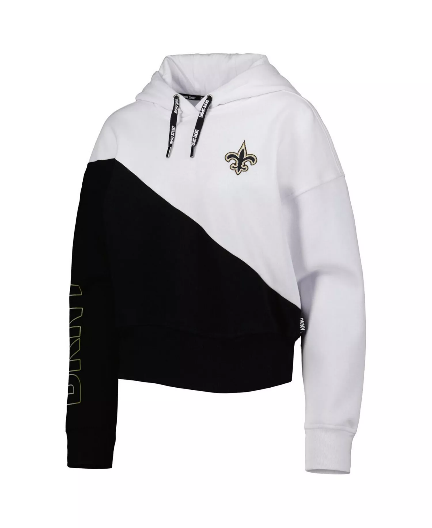 Women's White and Black New Orleans Saints Bobbi Color Blocked Pullover Hoodie - White, Black - 2XL