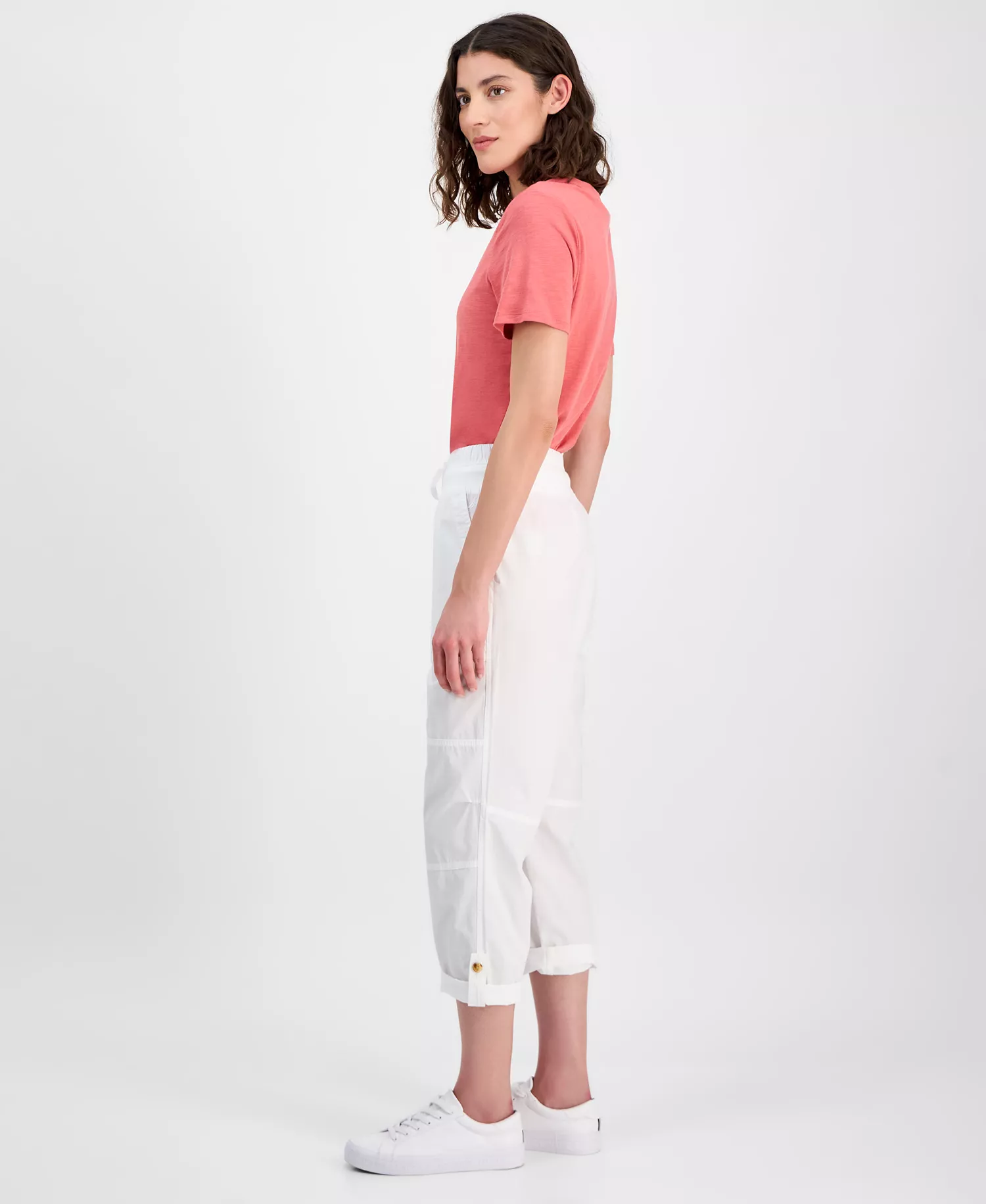 Jeans Women's Cotton Roll-Tab Utility Pants - Bright White - L