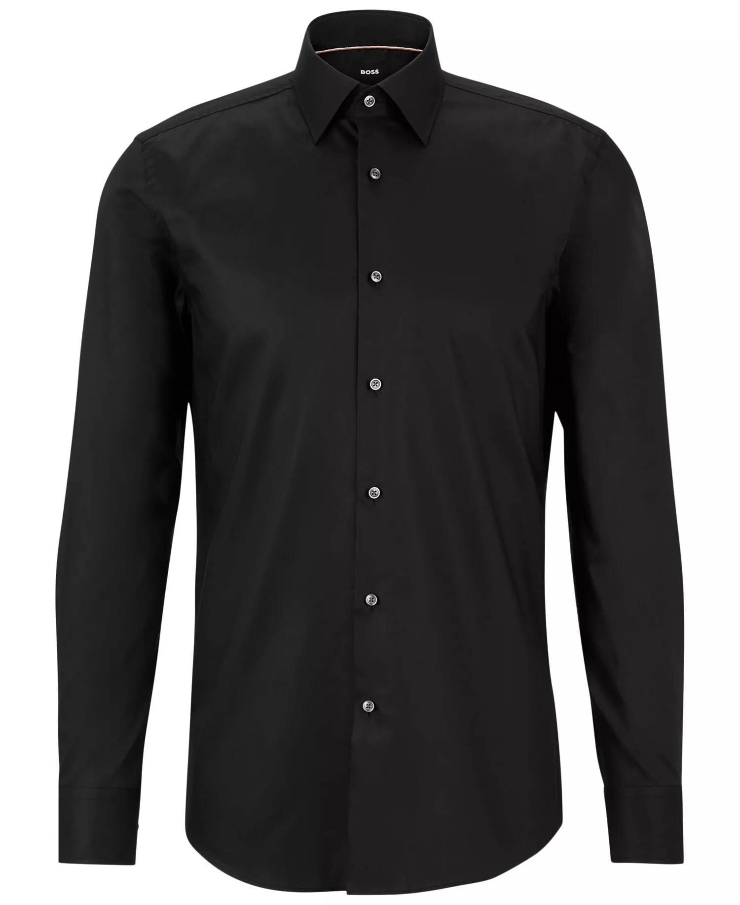 Men's Easy-Iron Slim-Fit Dress Shirt - Black - 14.5
