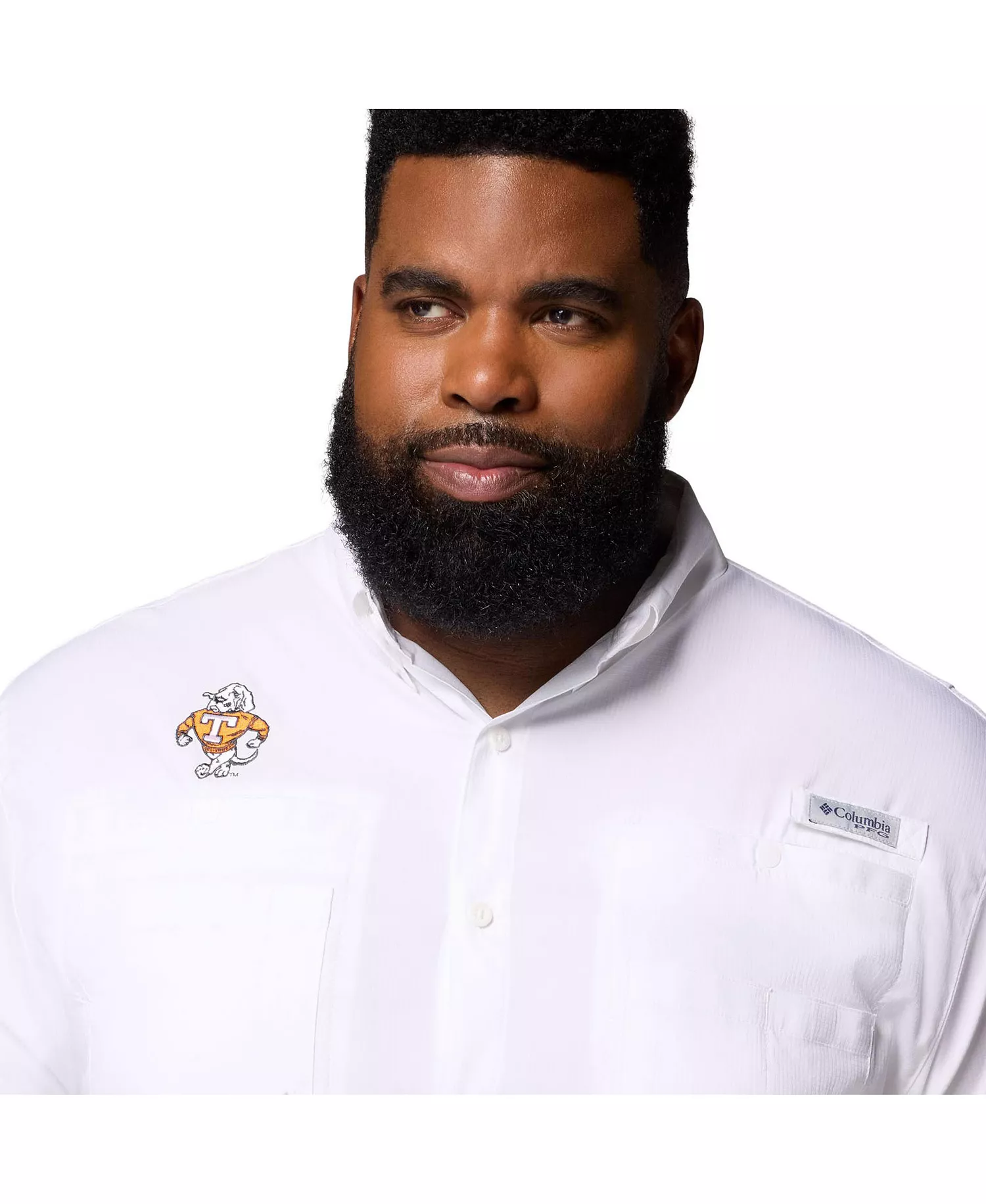 Men's White Tennessee Volunteers Big Tall Tamiami Omni-Shade Button-Down Shirt - White - 2XT