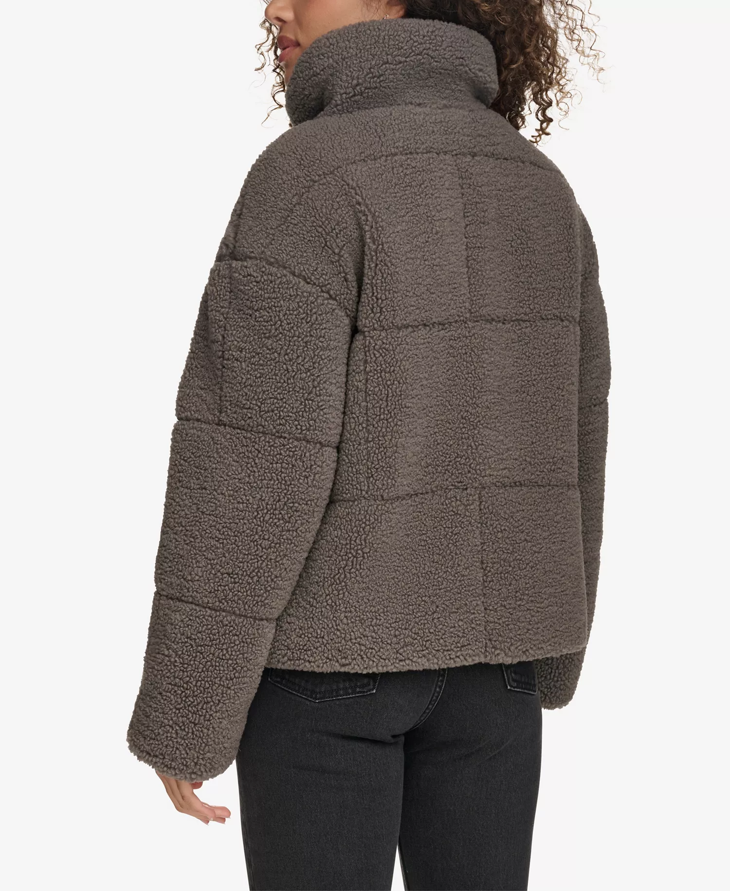 Women's Short Sherpa Teddy Jacket - Carbon Grey - Large