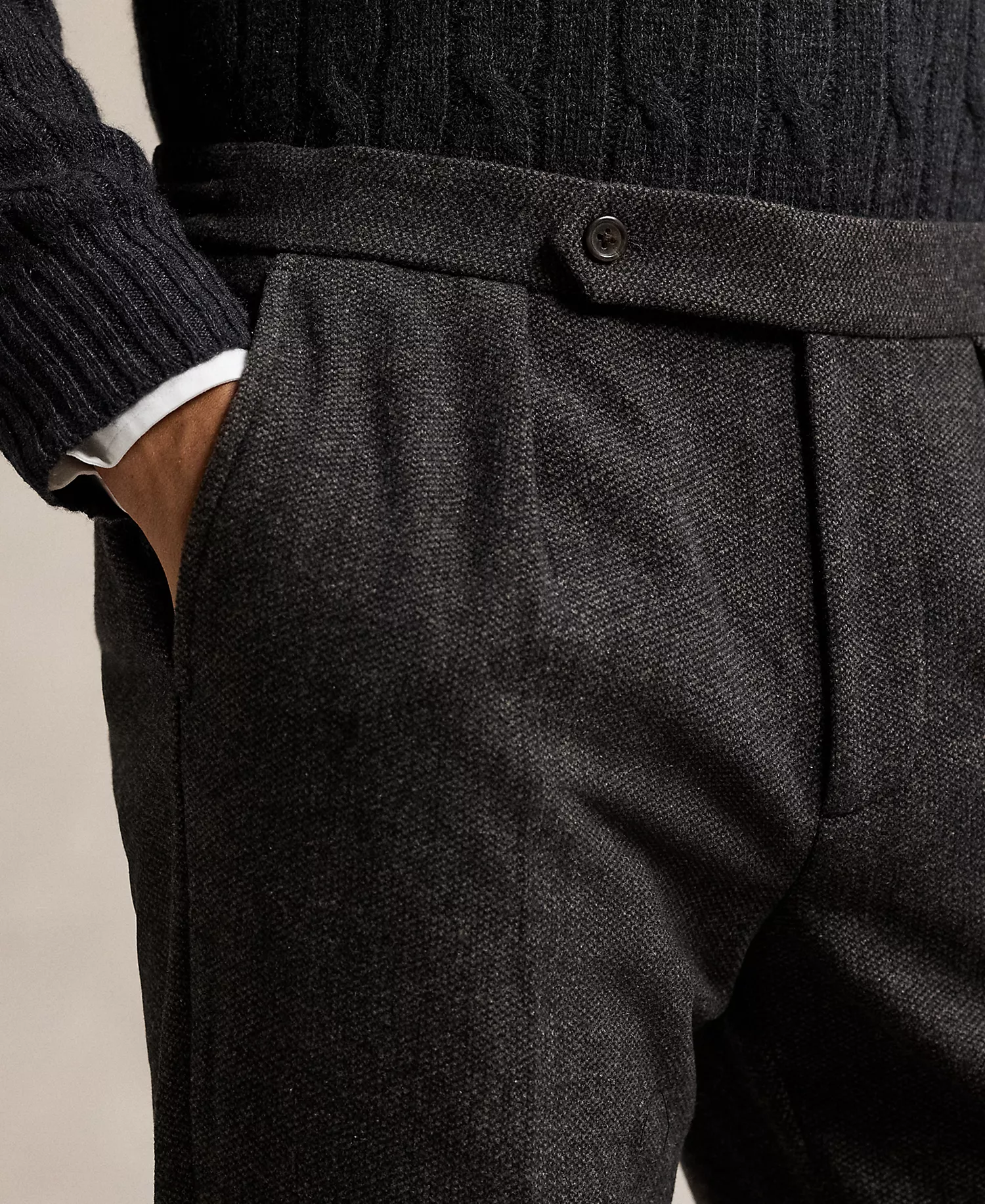 Men's Birdseye Twill Pleated Trousers - Charcoal Multi - 30x32