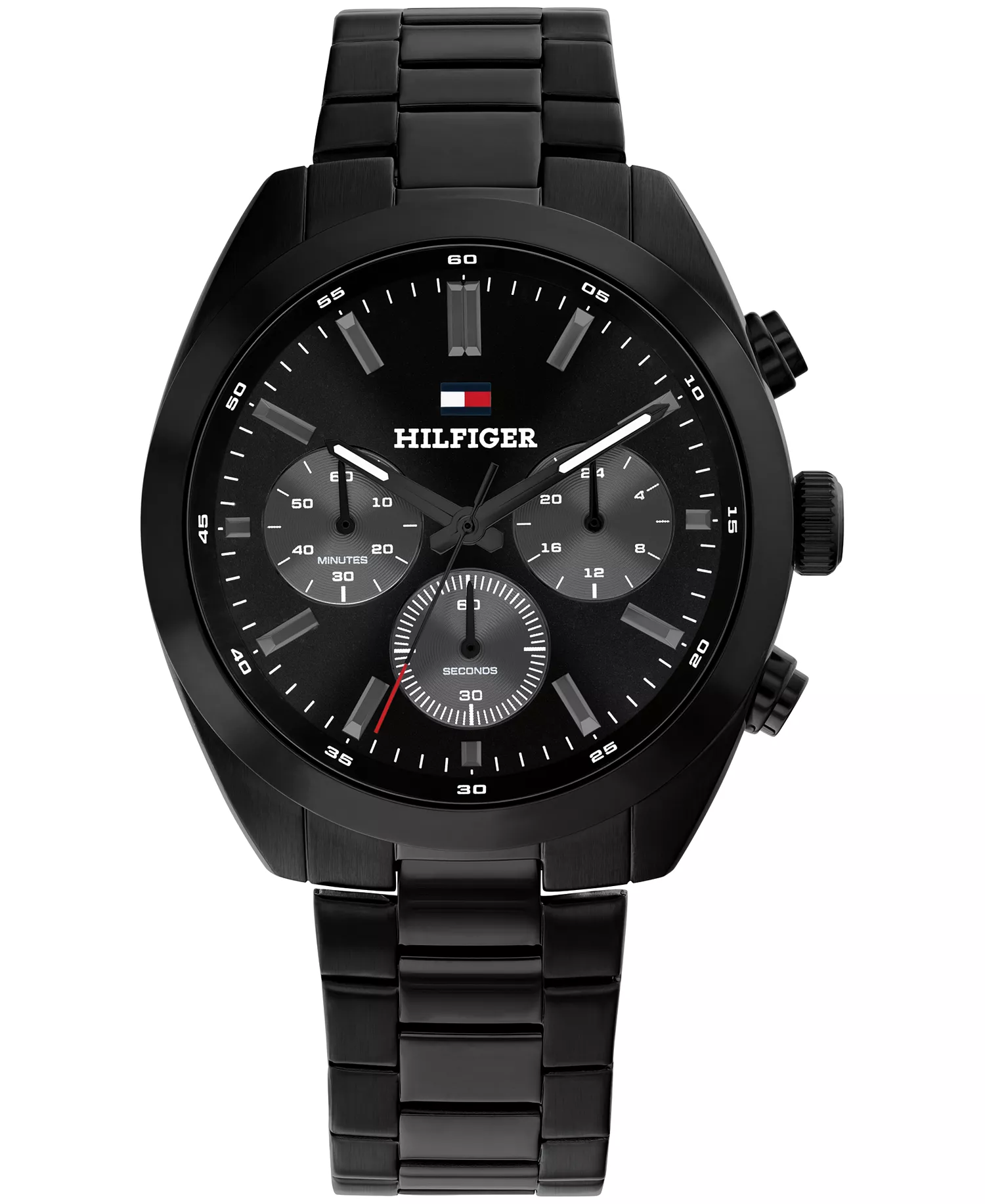 Men's Chronograph Black IP Stainless Steel Bracelet Watch, 40mm - Black - 40