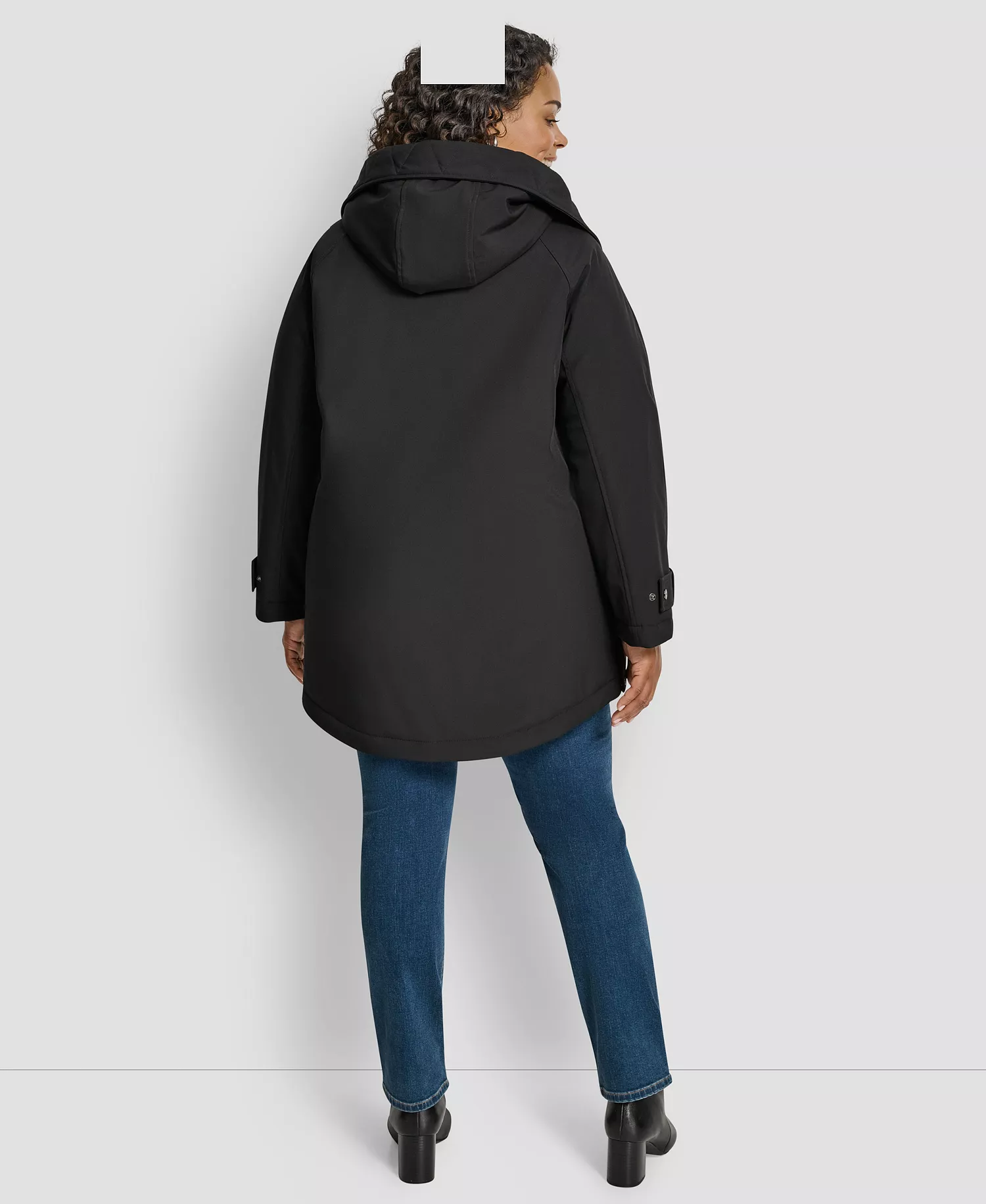 Plus Size Hooded Coat - Black - 0X