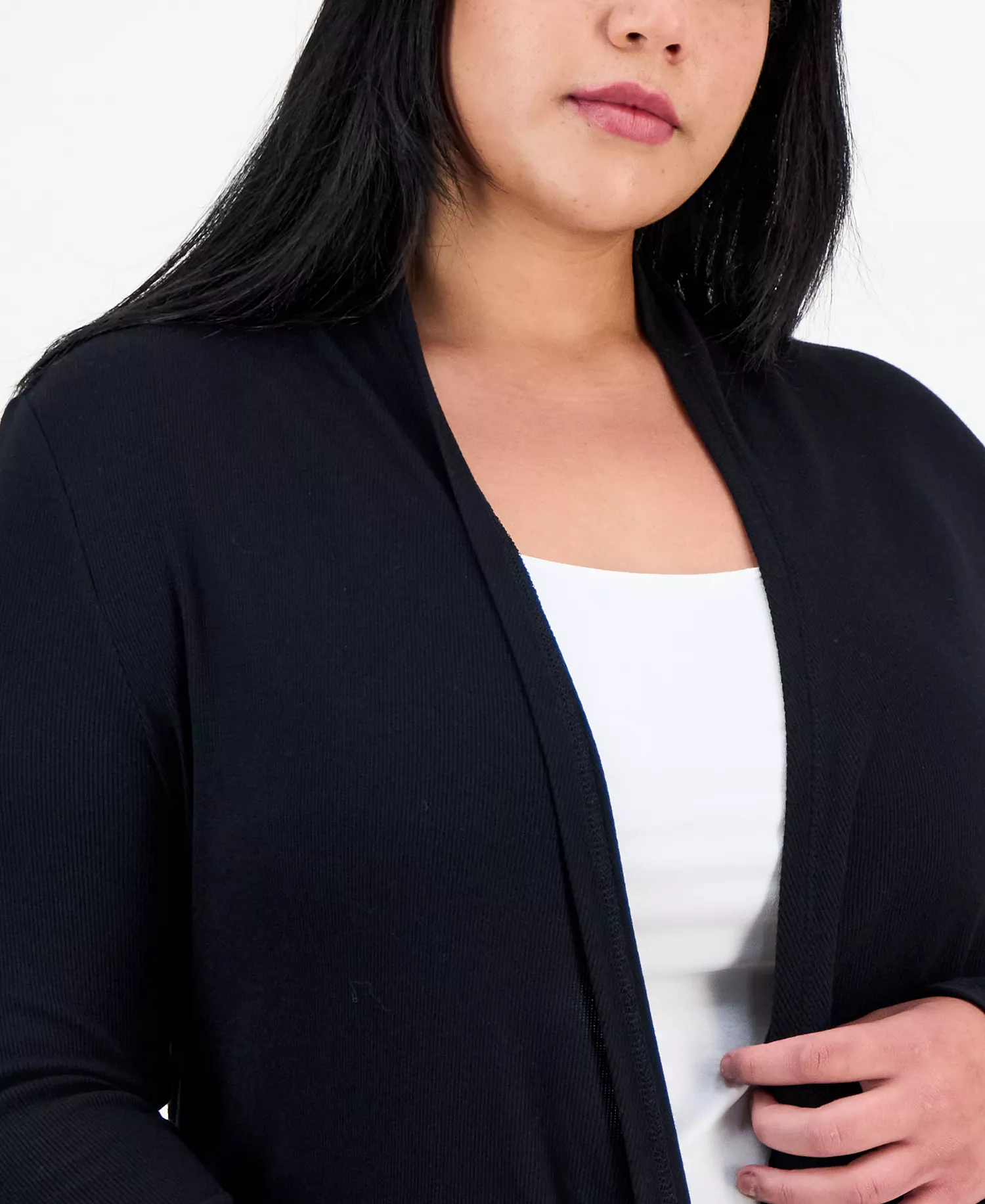 Plus Size Draped Cardigan, Created for Macy's - Black - 0X