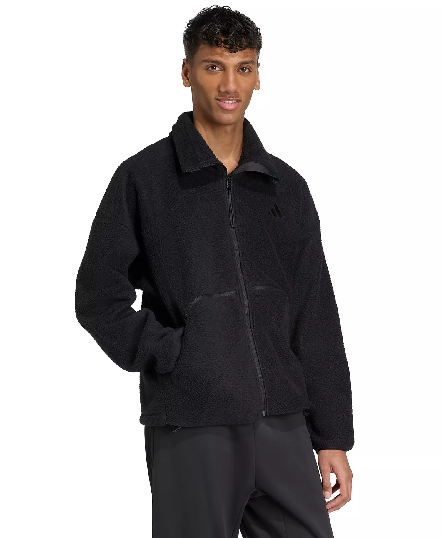 Men's City Tech High-Pile Fleece Full-Zip Sportswear Track Jacket - Black - 2XL