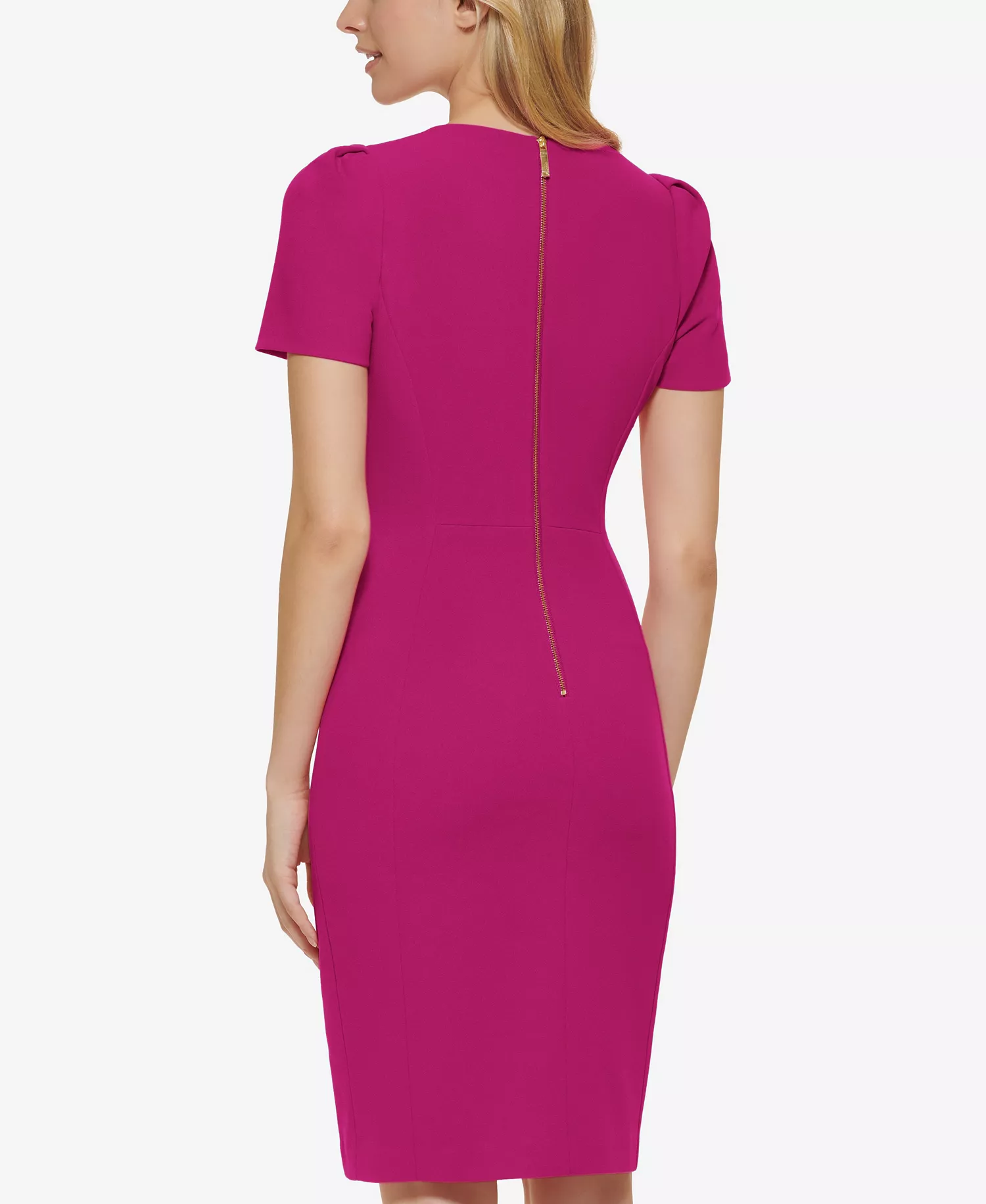 Women's Short-Sleeve Scuba Sheath Dress - Boysenberry - 10