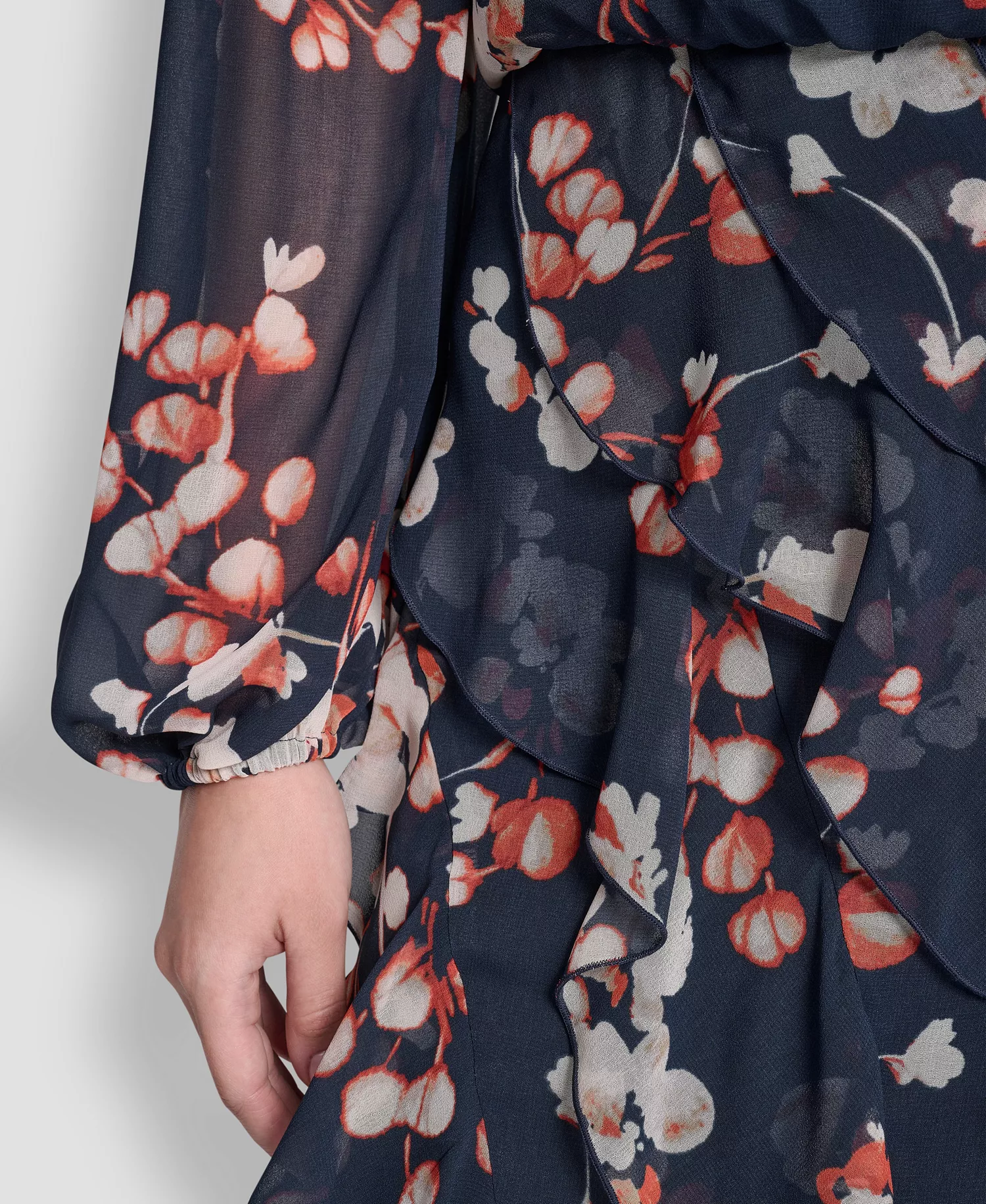 Petite Mock Neck Ruffles Short Dress - Great Lawn Indigo Multi - 0P