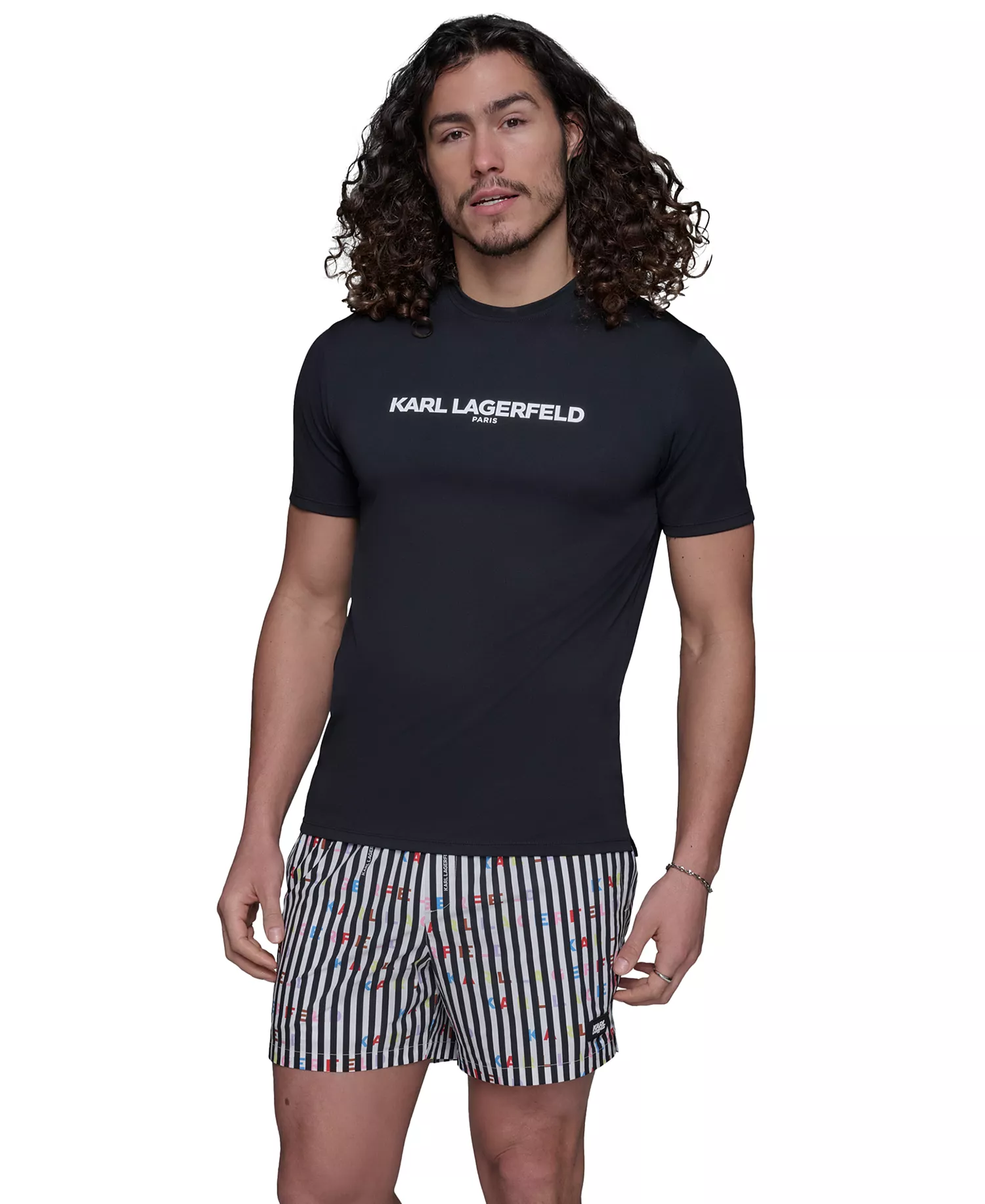 Men's Regular-Fit Logo Graphic Rash Guard - Black - 2XL