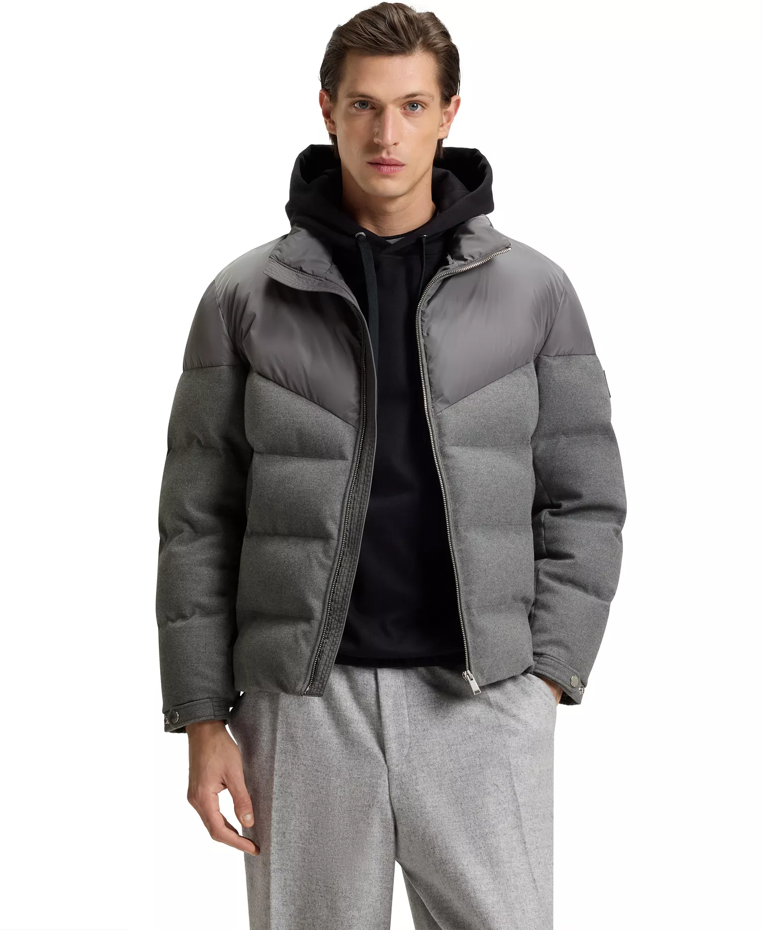 Men's Waterproof Brushed Flannel Jacket - Open Gray - 36R