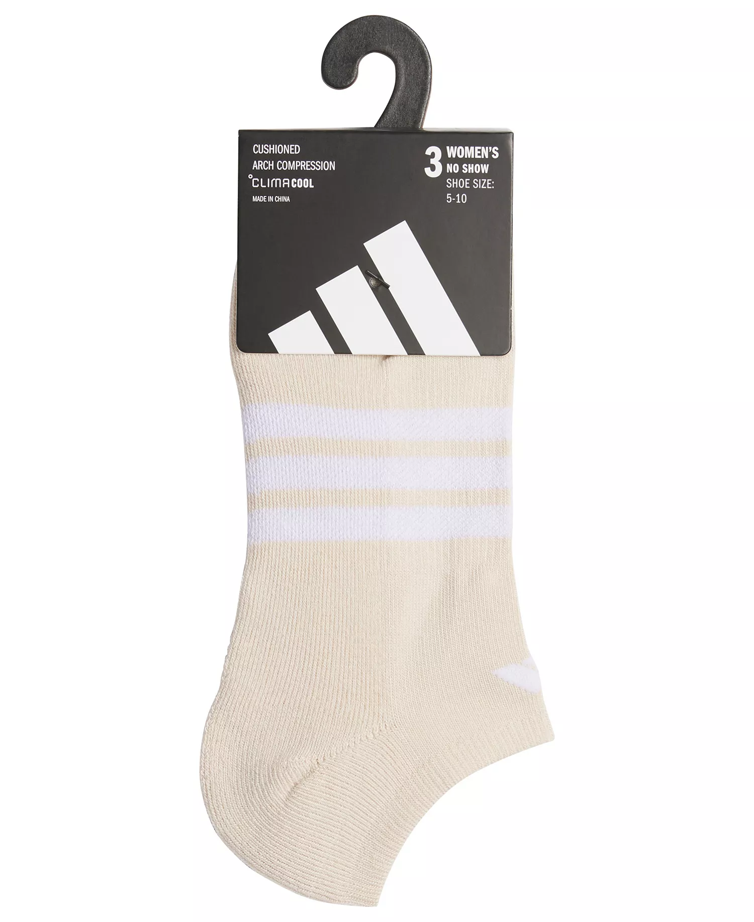 Women's Athletic Cushioned Stripe Socks, 3-Pack - Crystal Linen Beige/white/chalky Brown - ONE SIZE