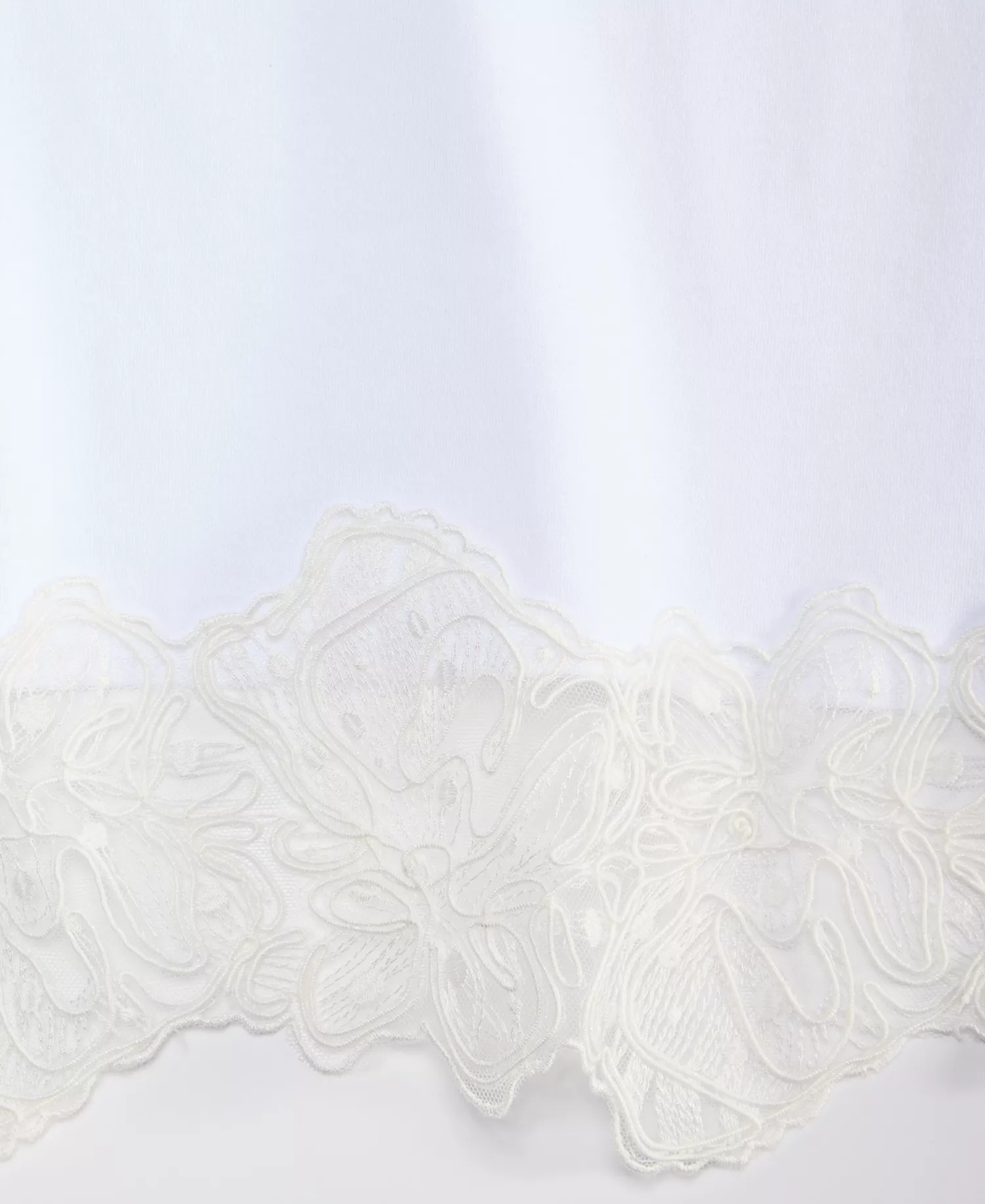 Petite Lace-Hem V-Neck Tee, Created for Macy's - Bright White - P/L
