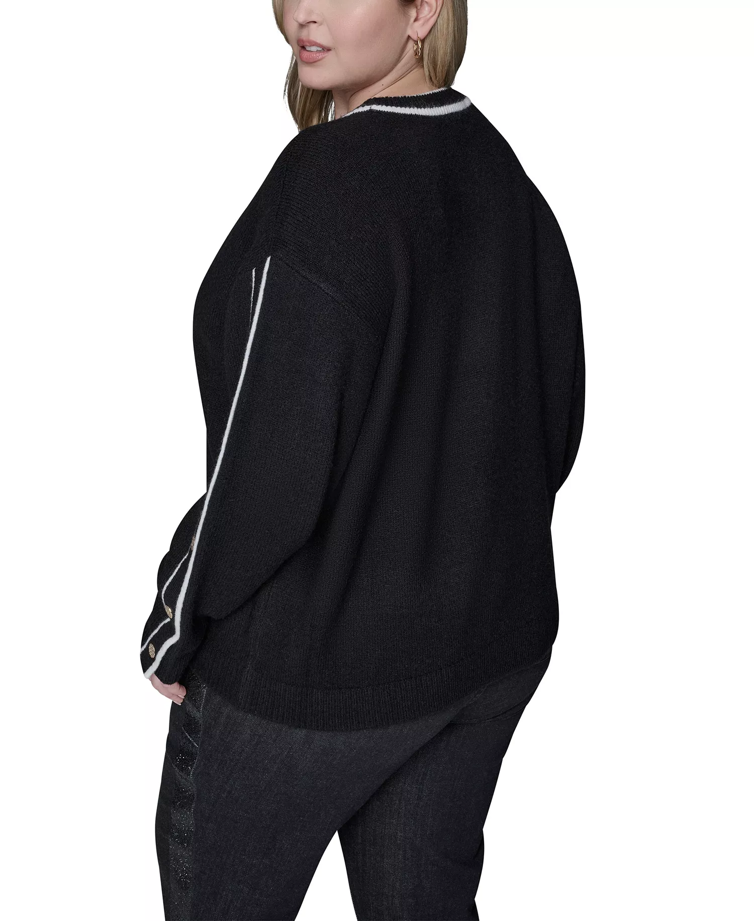 Women's Plus Size Crew Neck Pull-On Sweater - Black - 2X