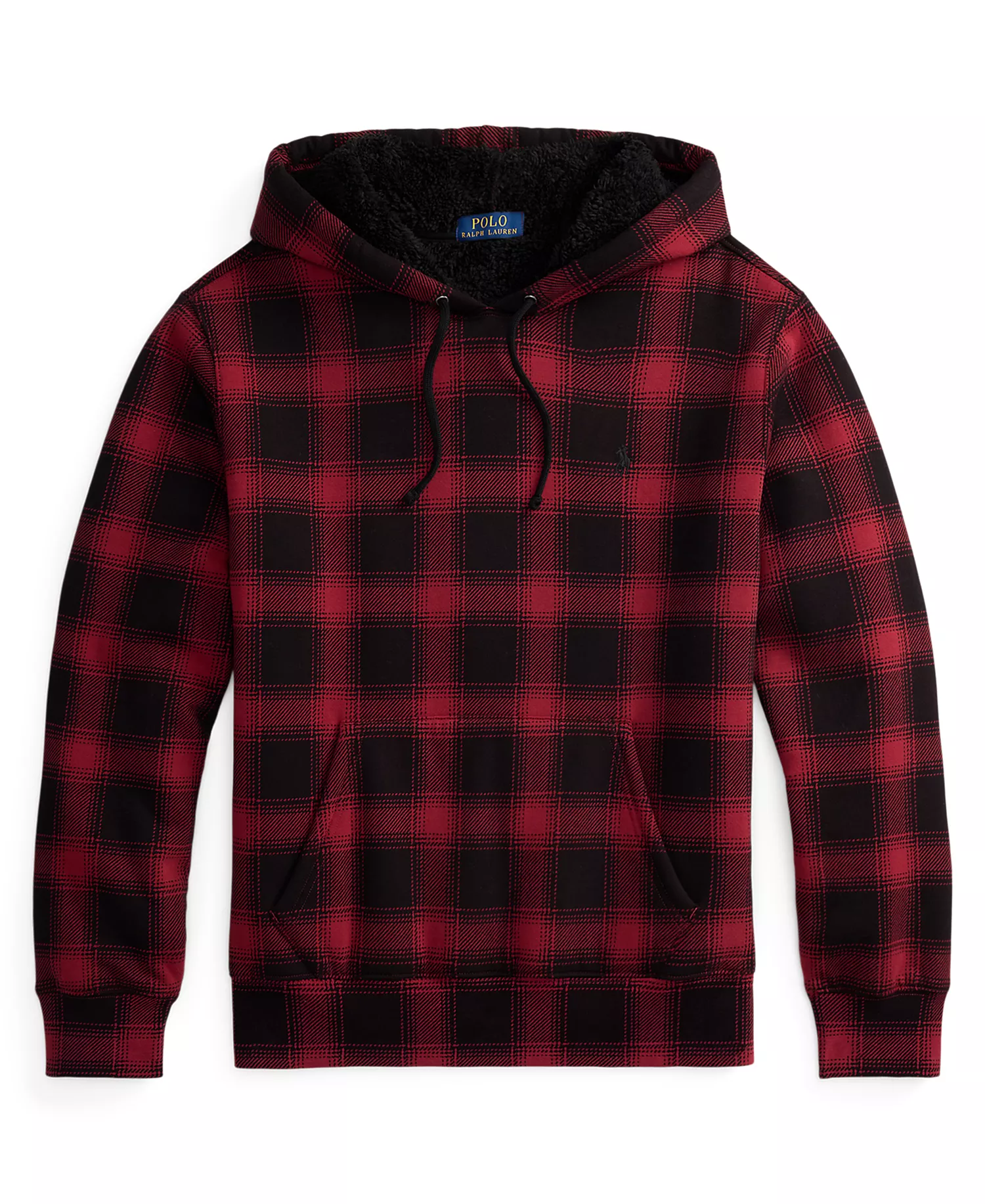 Men's Plaid Long-Sleeve Hoodie - Lodge Plaid Holiday Bear - 2XL