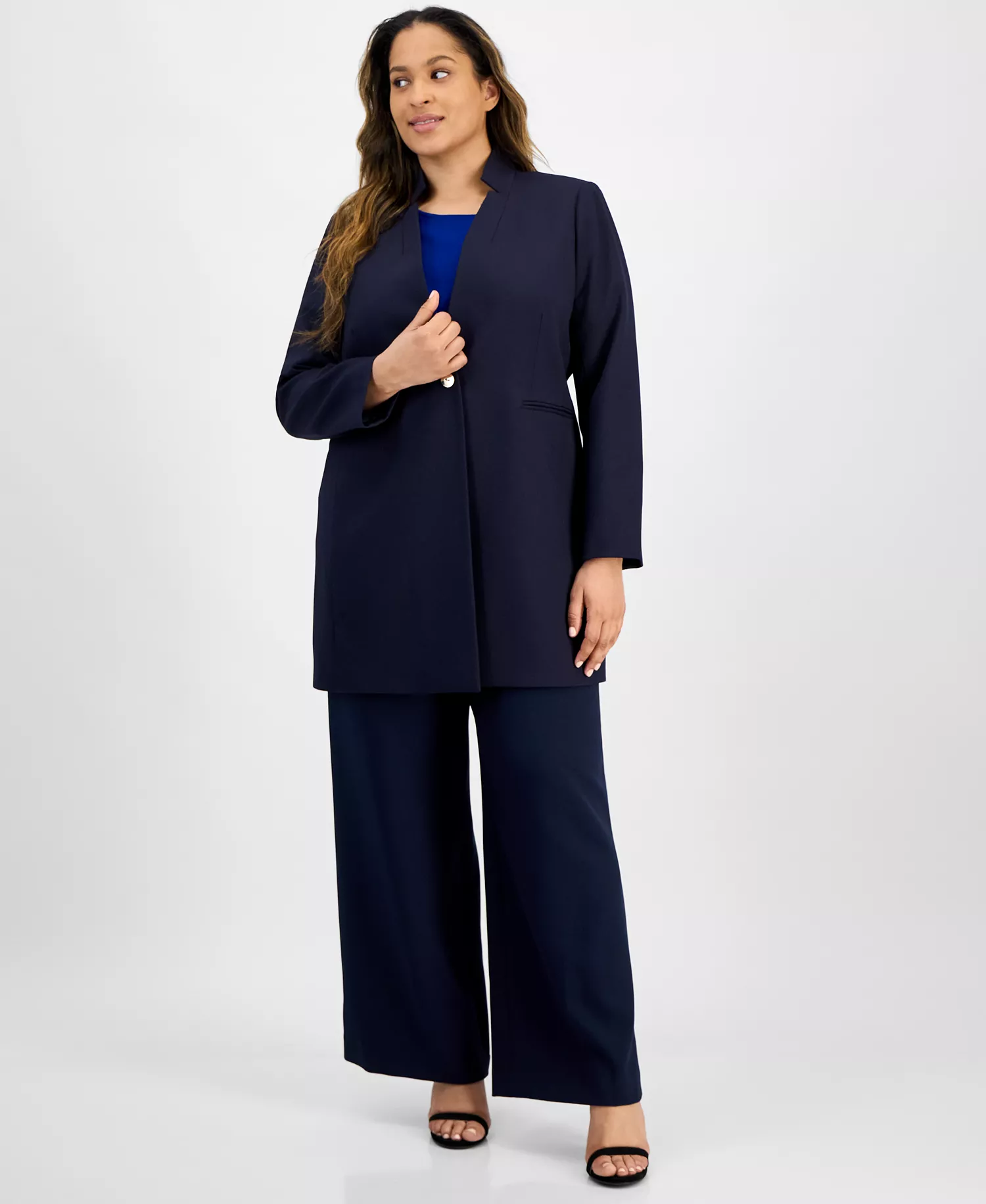 Plus Size Twill Topper Jacket  - Navy - 14W