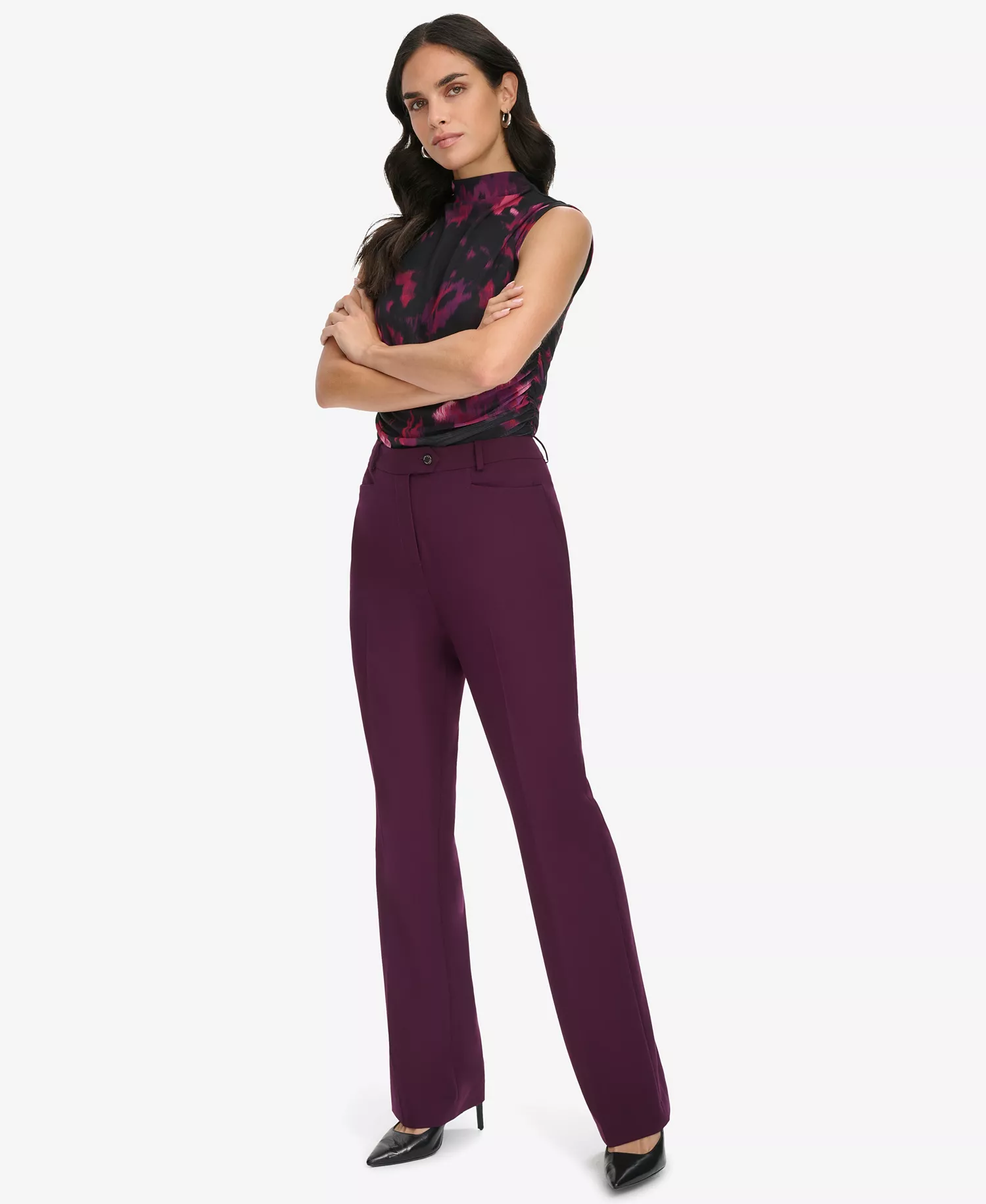 Women's Modern Fit High-Rise Pants - Aubergine - 10
