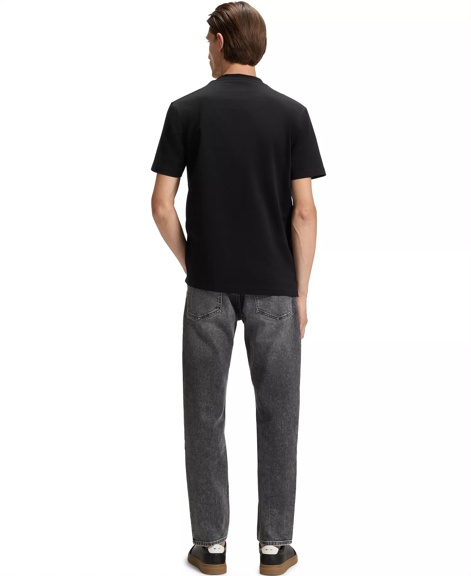 Men's Micro Pattern Mercerized-Cotton T-Shirt - Black - 2XL