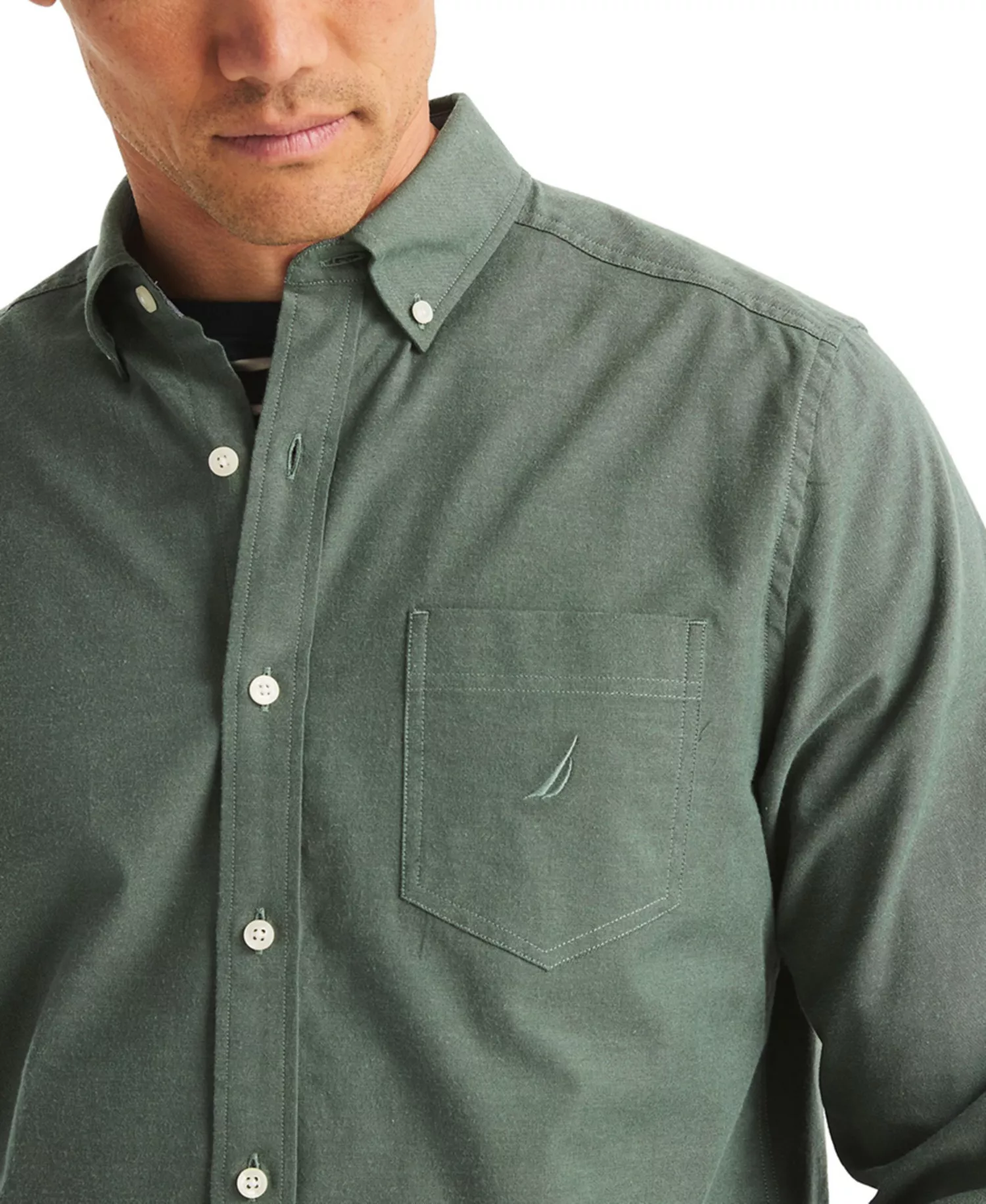 Men's Solid Long-Sleeve Oxford Shirt - Deep Forest - 2XL