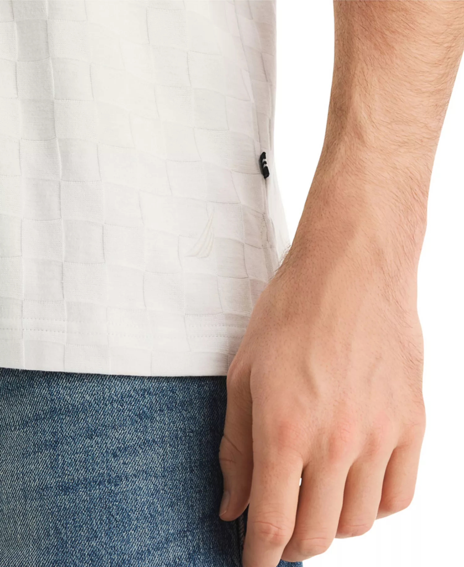 Men's Short-Sleeve Checker Jacquard Polo Shirt - Baby Blue - L