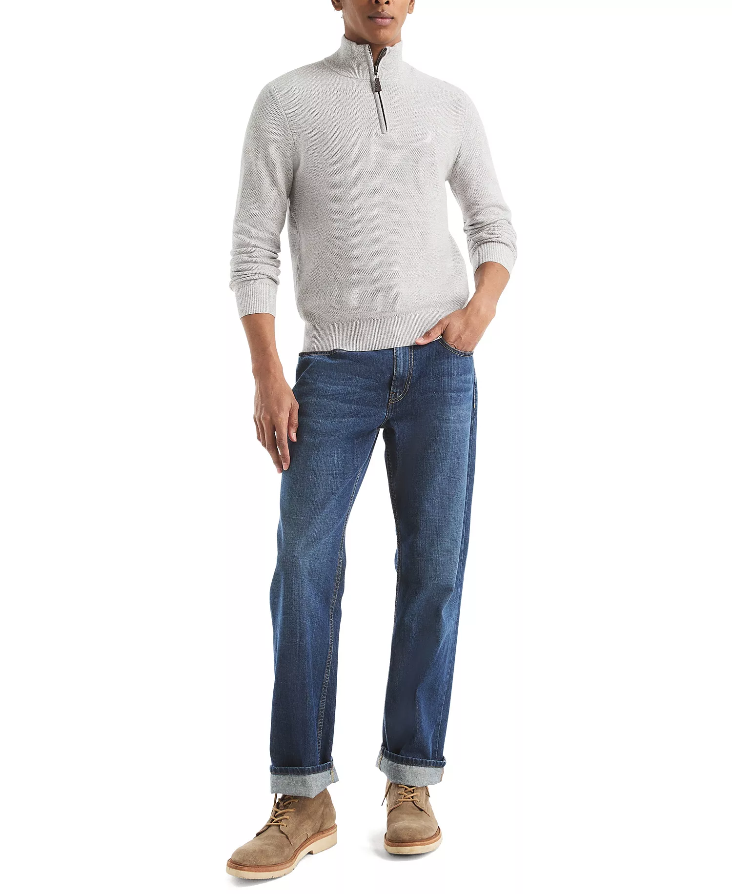 Men's Ribbed Collar Sweater - Sail White - 2XL
