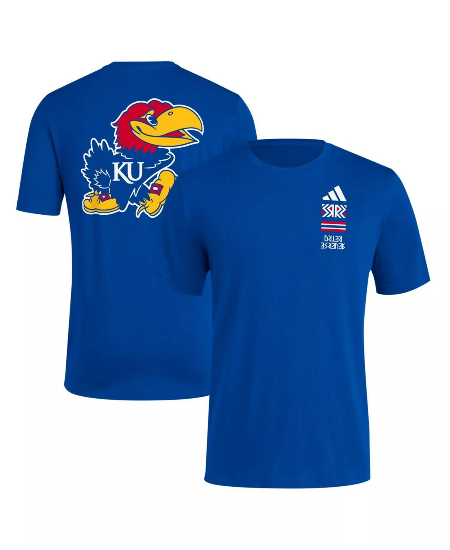 Men's Royal Kansas Jayhawks Reverse Retro Baseball 2 Hit T-Shirt - Royal - 2XL