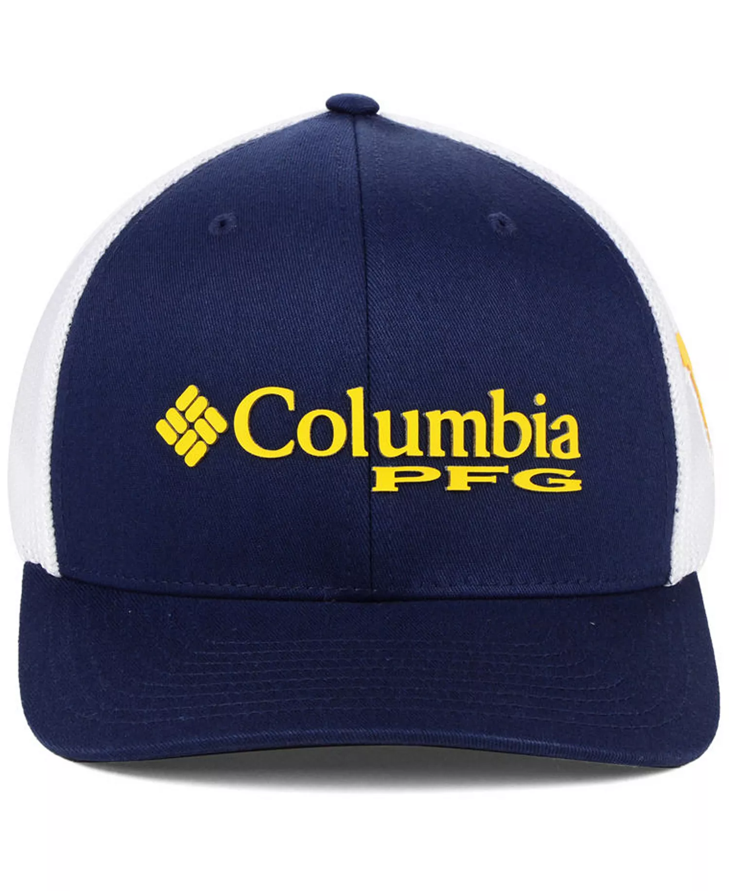 West Virginia Mountaineers PFG Stretch Fitted Cap - Navy/White - S/M