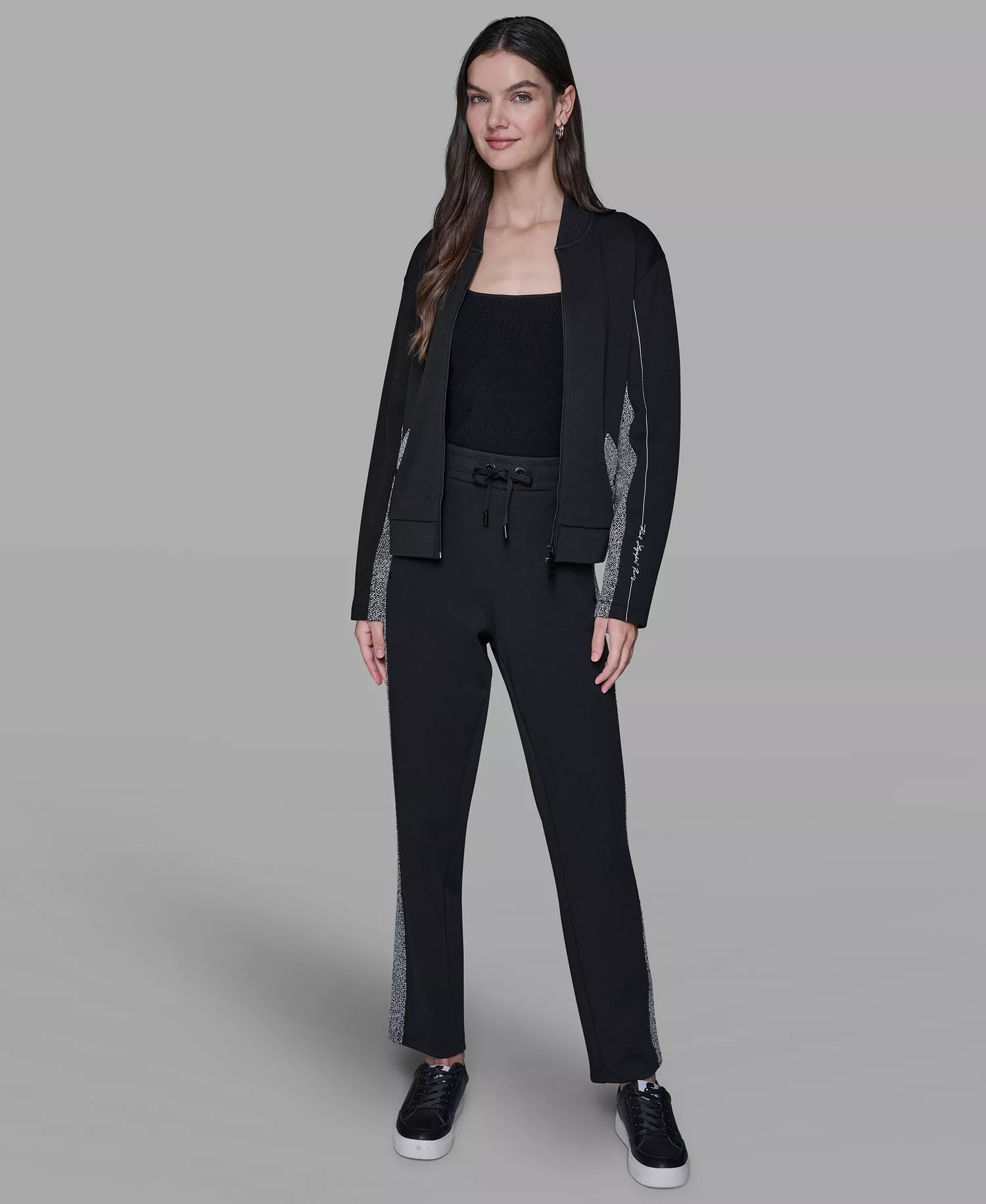 Women's Front Zip Bomber Jacket - Black - L