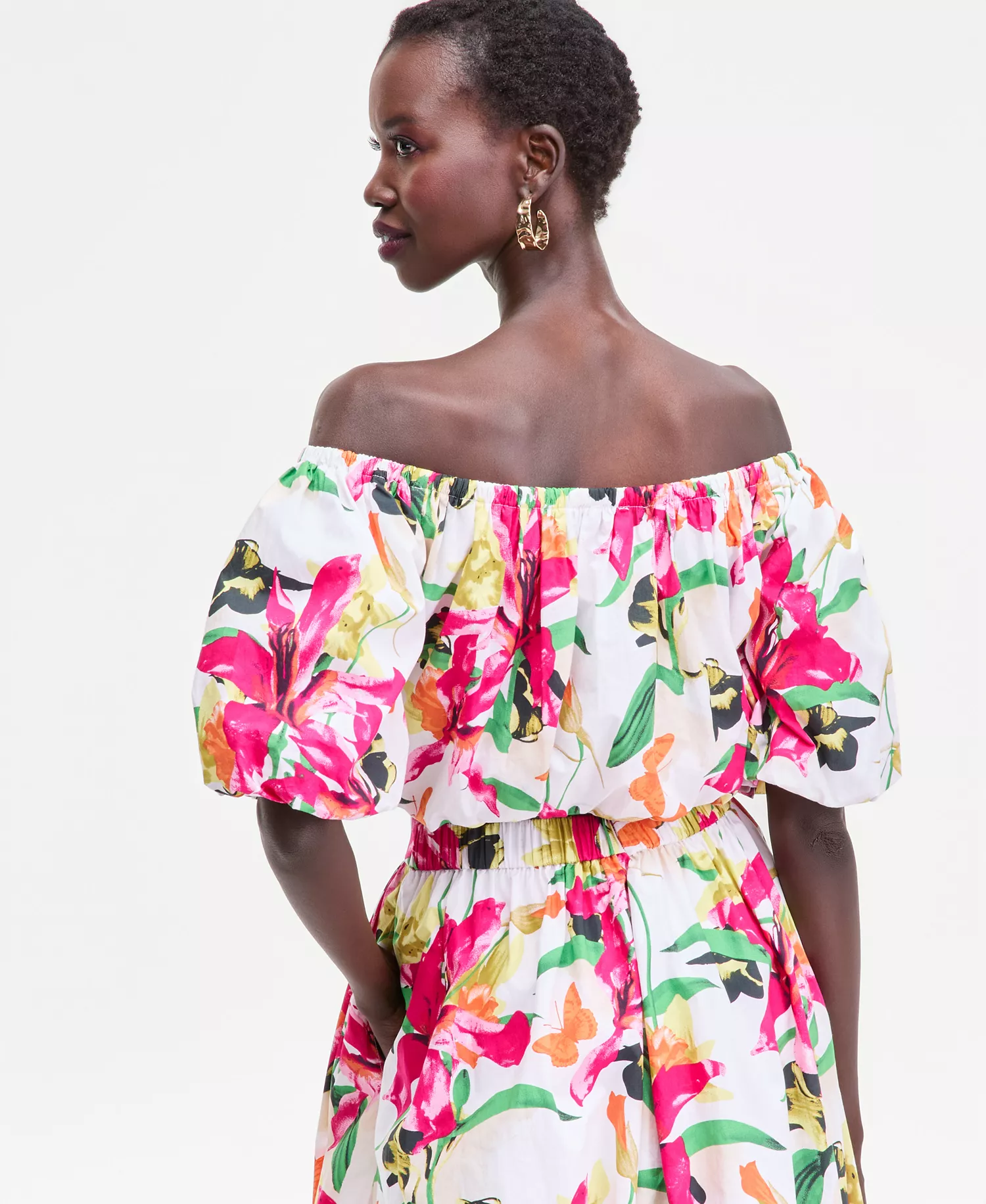 Women's Off-The-Shoulder Bubble-Hem Top, Macy's Exclusive  - Tiana Bouq - L