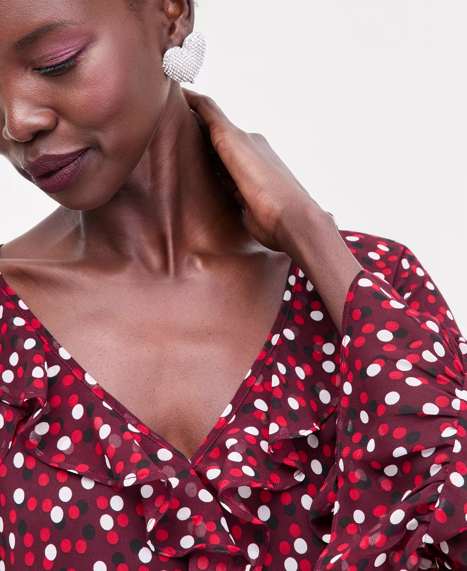 Women's Ruffle-Trim Bell-Sleeve Dress, Macy's Exclusive  - Ari Dots - L