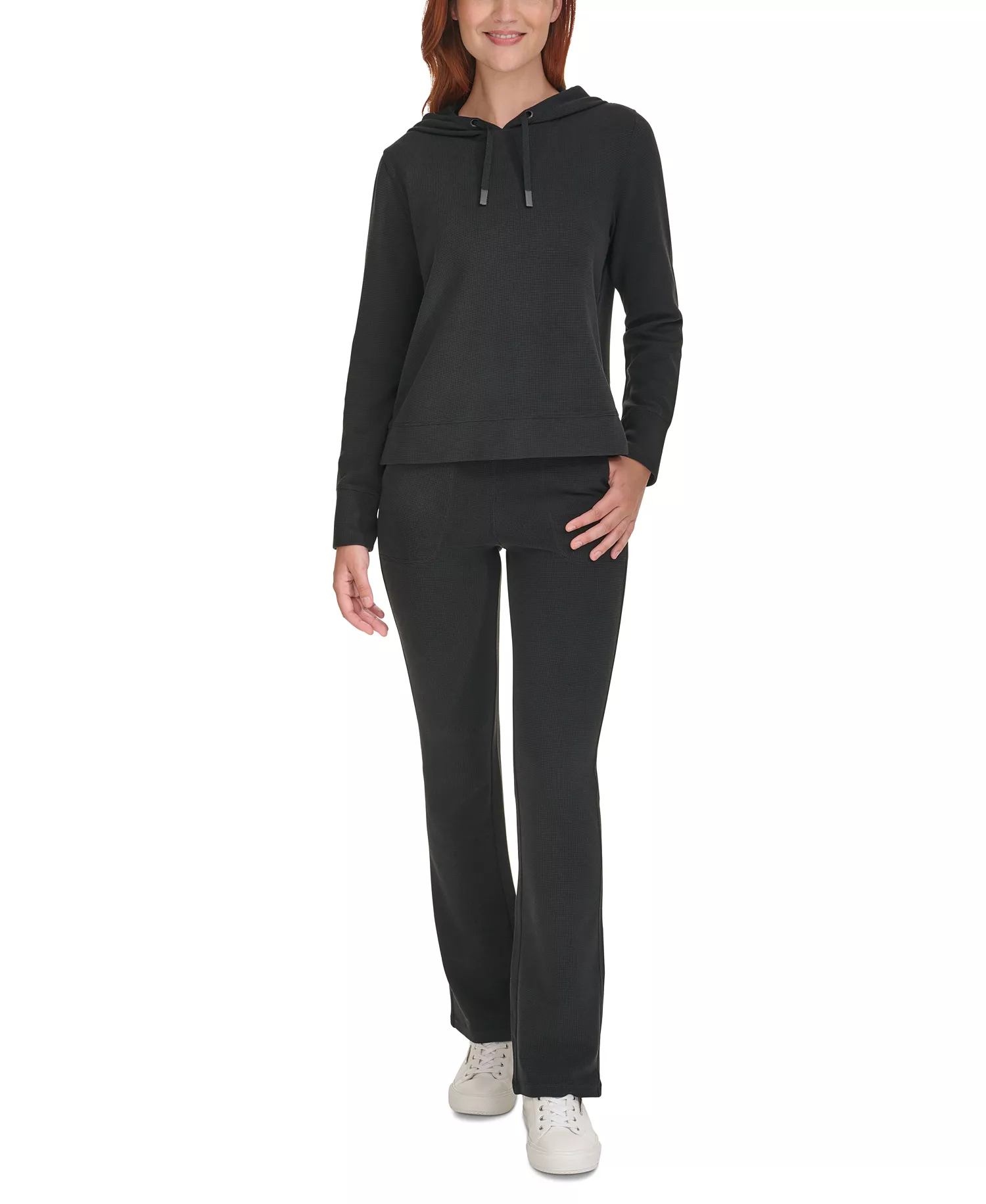 Performance Women's Waffle-Knit Pullover Hoodie - Black - 2XL