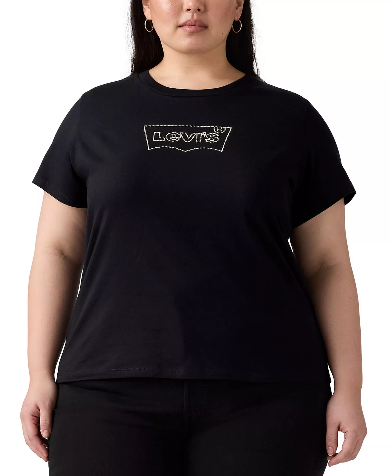 Plus Size Cotton Perfect Studded Logo T-Shirt - Shine Plus Anthracite - 1X