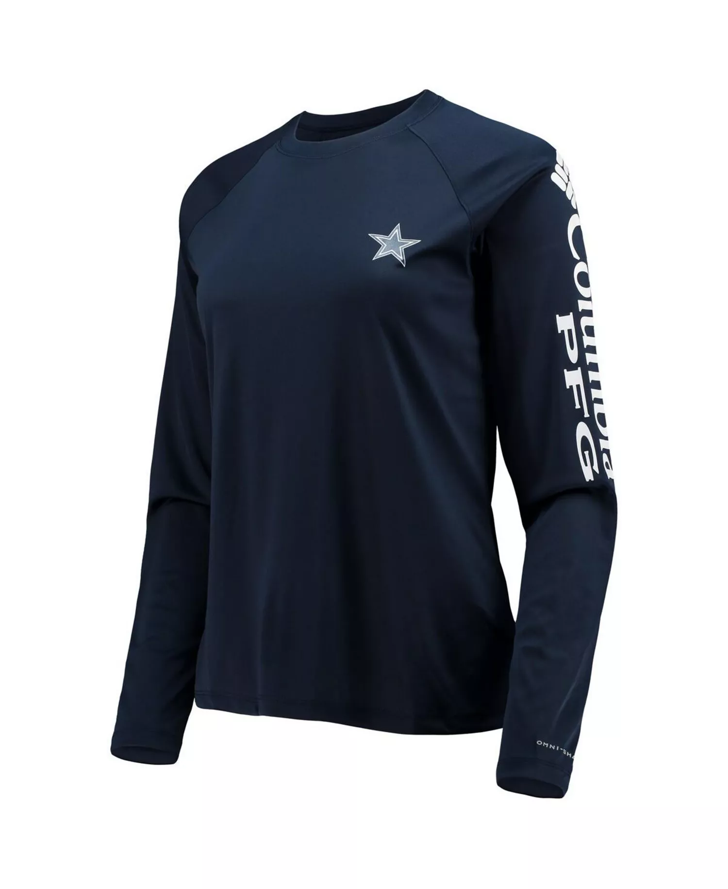 Women's Navy and White Dallas Cowboys Tidal Omni-Shade Raglan Long Sleeve T-shirt - Navy, White - 2XL