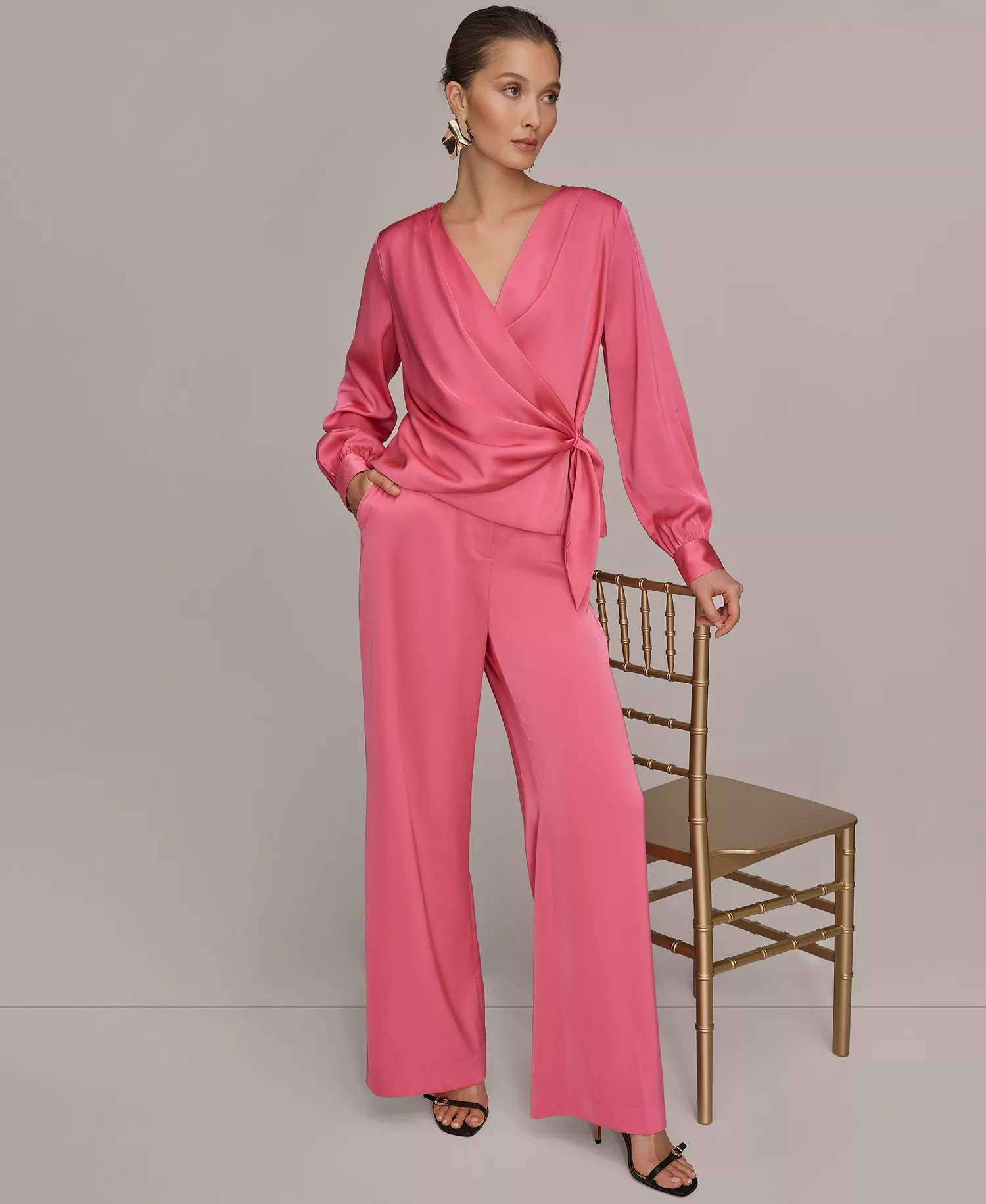 Women's Faux Wrap Long Sleeve Top - Bimini - M