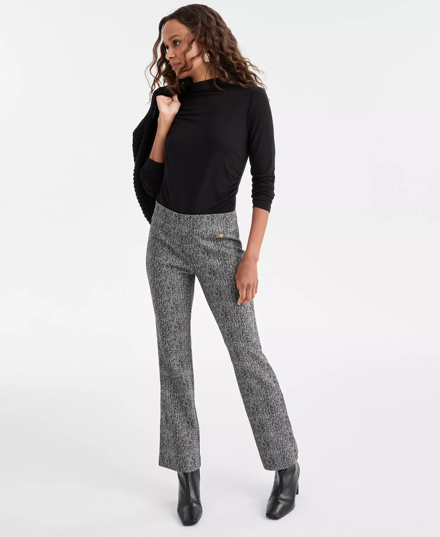 Petite Mock-Neck Top, Macy's Exclusive - Deep Black - P/L