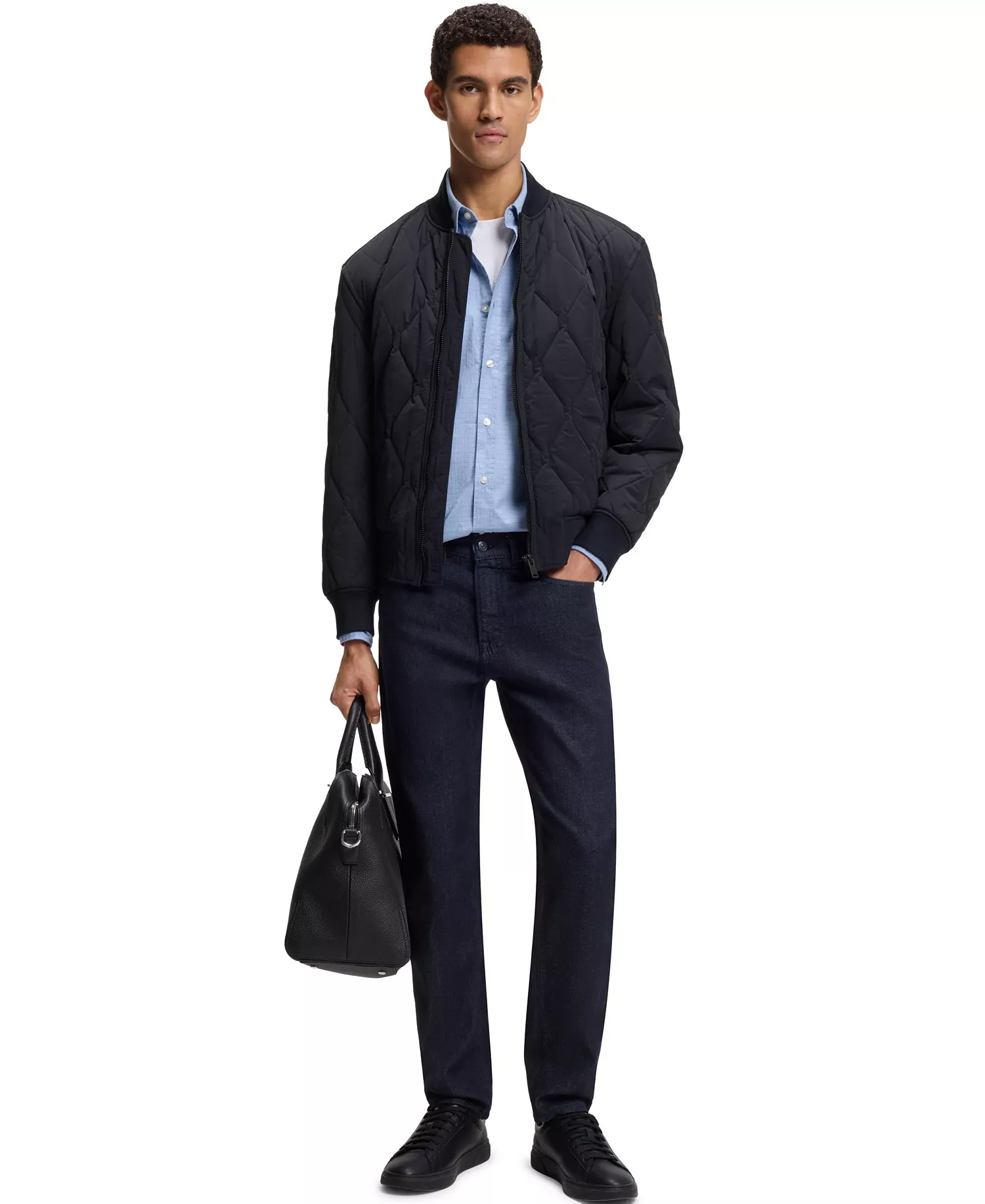 Men's Onion Quilting Water-Repellent Jacket - Dark Blue - 38R