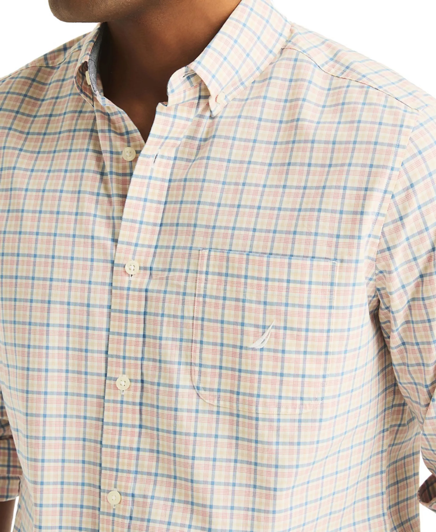 Men's Plaid Long-Sleeve Plaid Shirt - Dessert Cream Mint - 2XL