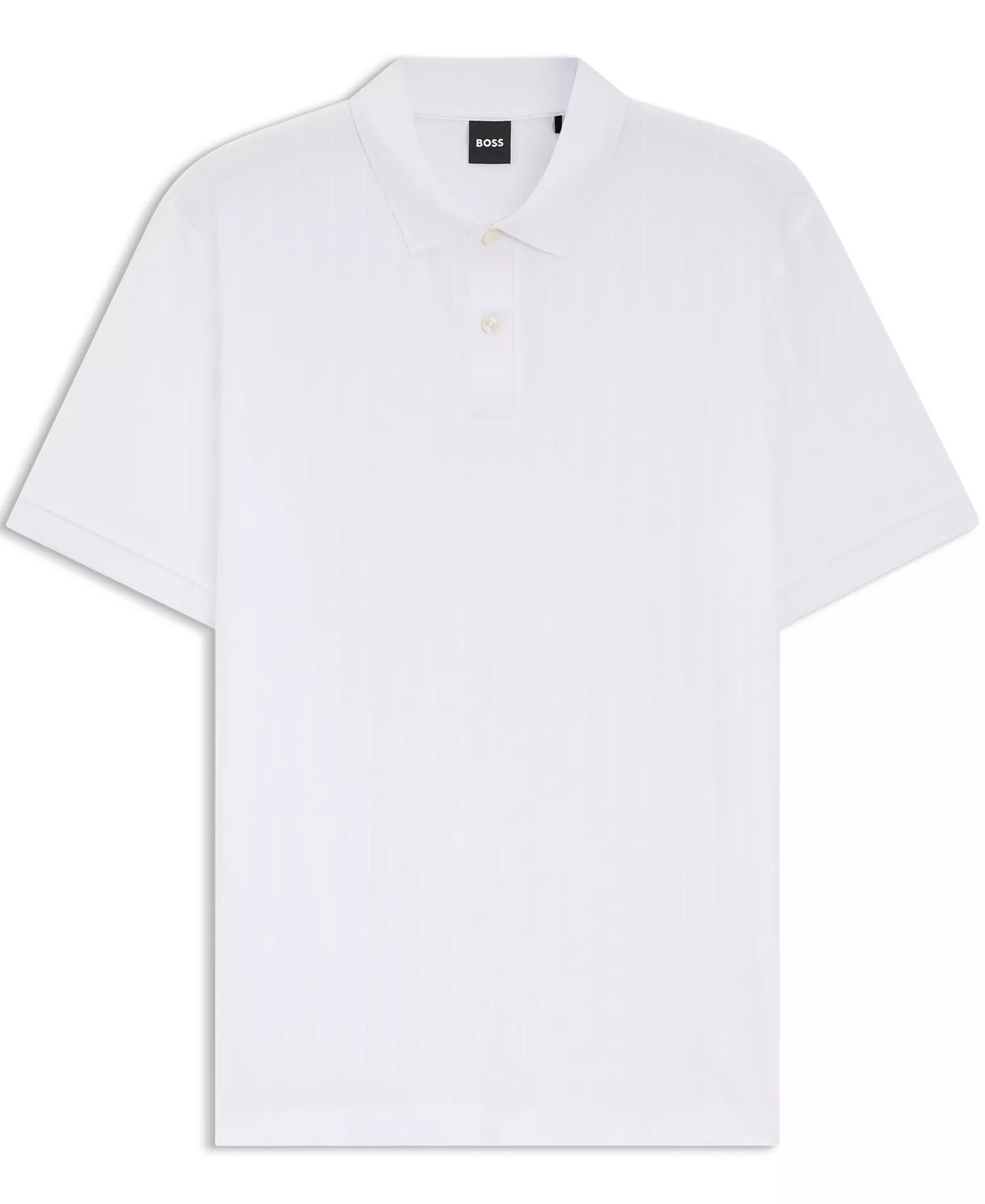 Men's Mercerized-Cotton Striped Polo Shirt - White - 2XL