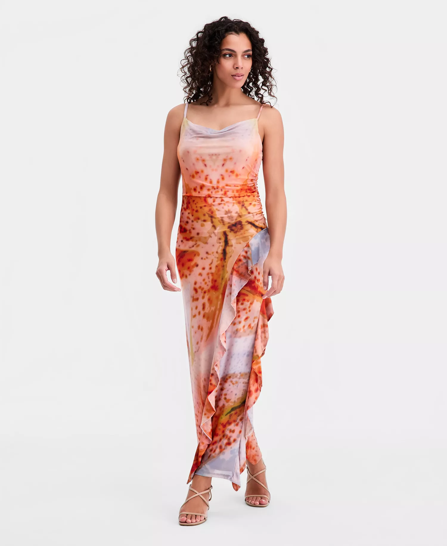 Women's Ruffled Sleeveless Dress, Macy's Exclusive - Floral Blur - L