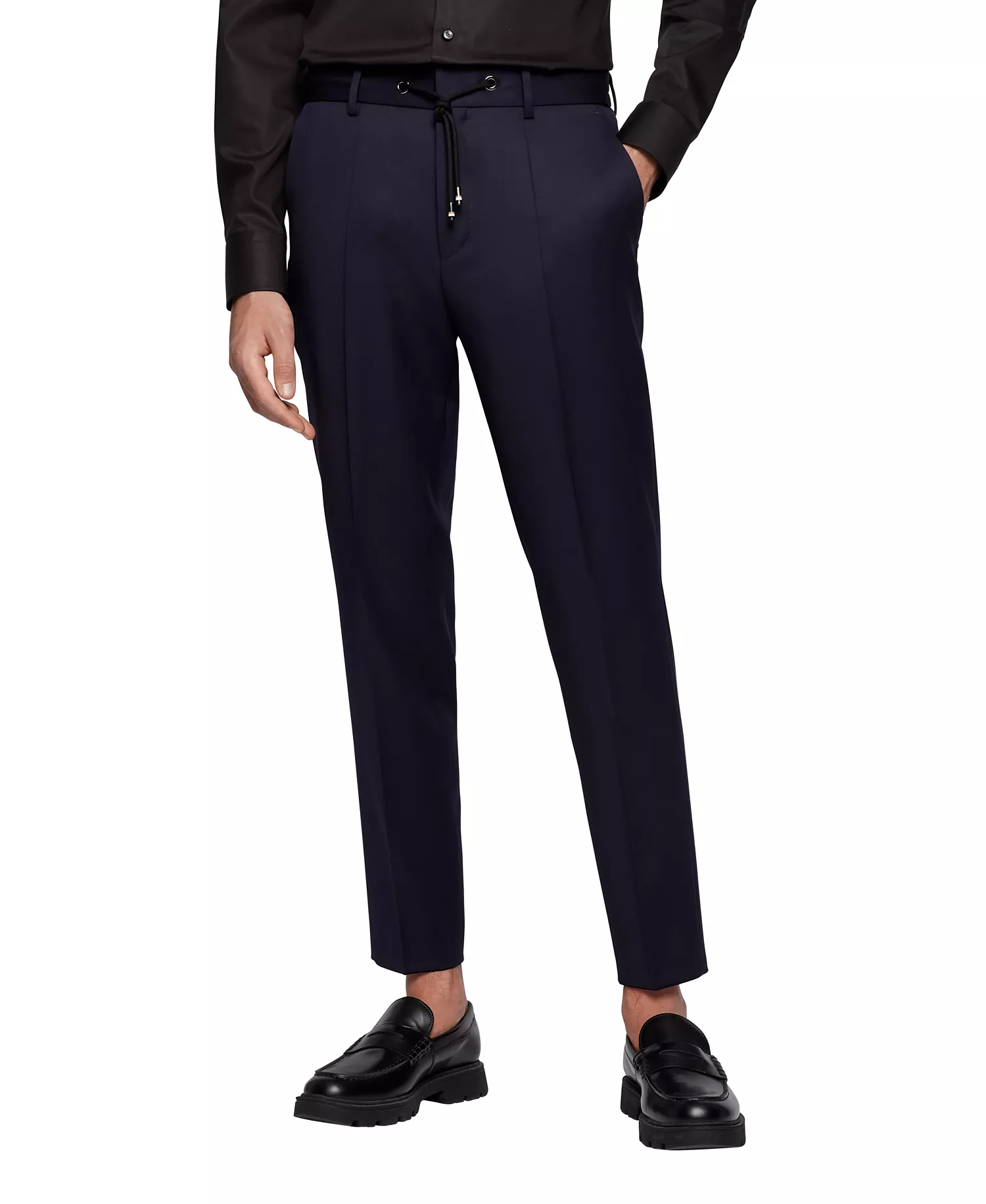 Men's Drawstring Trousers - Dark Blue - 28R