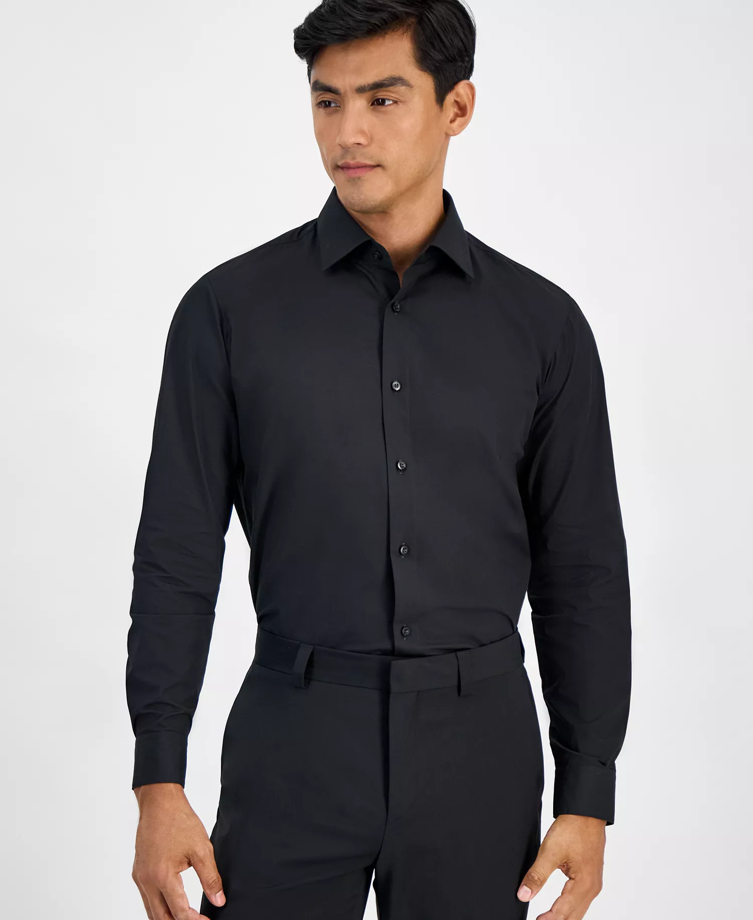 Hugo Boss Men's Valerio Long Sleeve Button-Front Geo Print Shirt - Black - 14.5