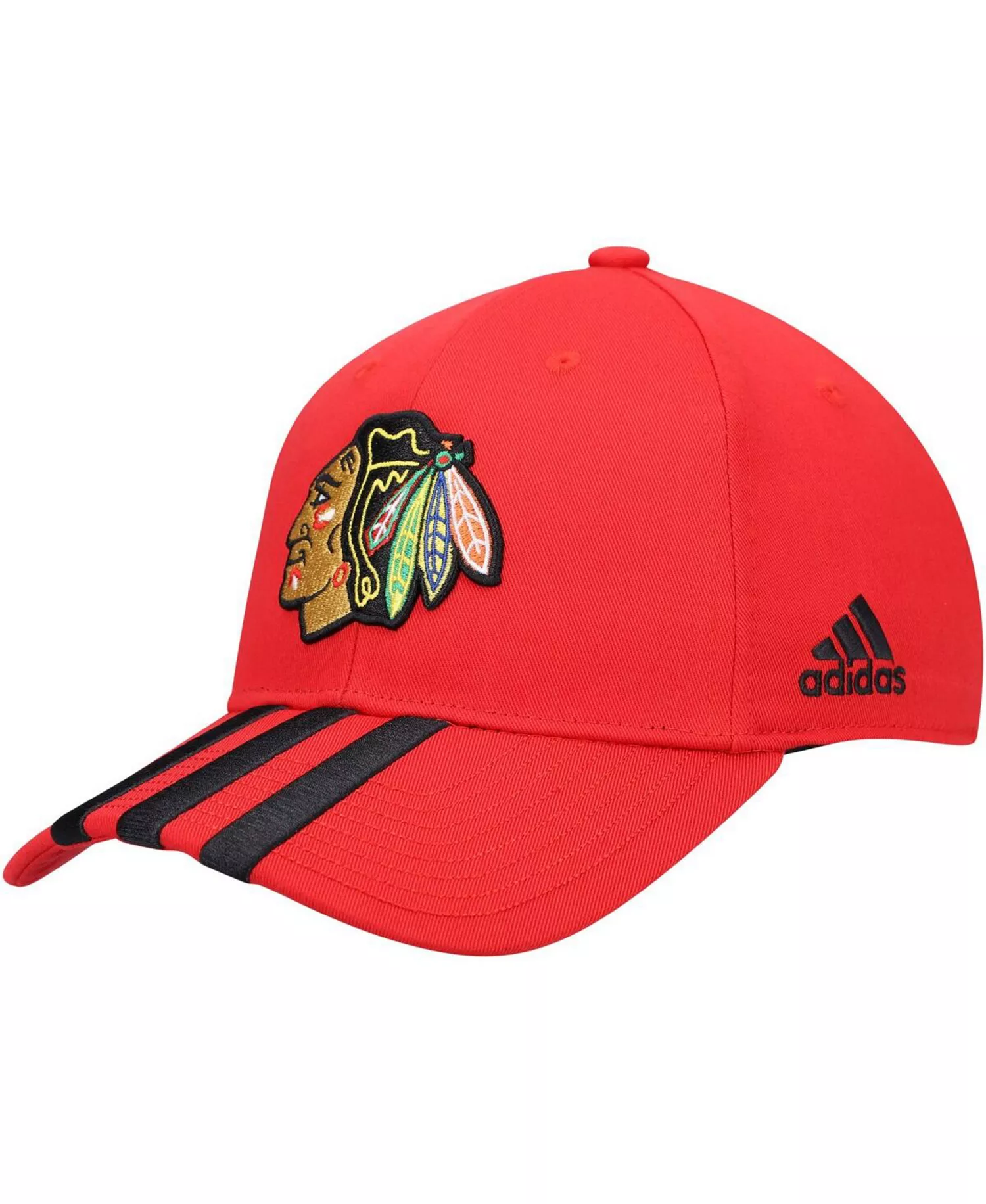 Men's Red Chicago Blackhawks Locker Room Three Stripe Adjustable Hat - Red - One Size Fits All