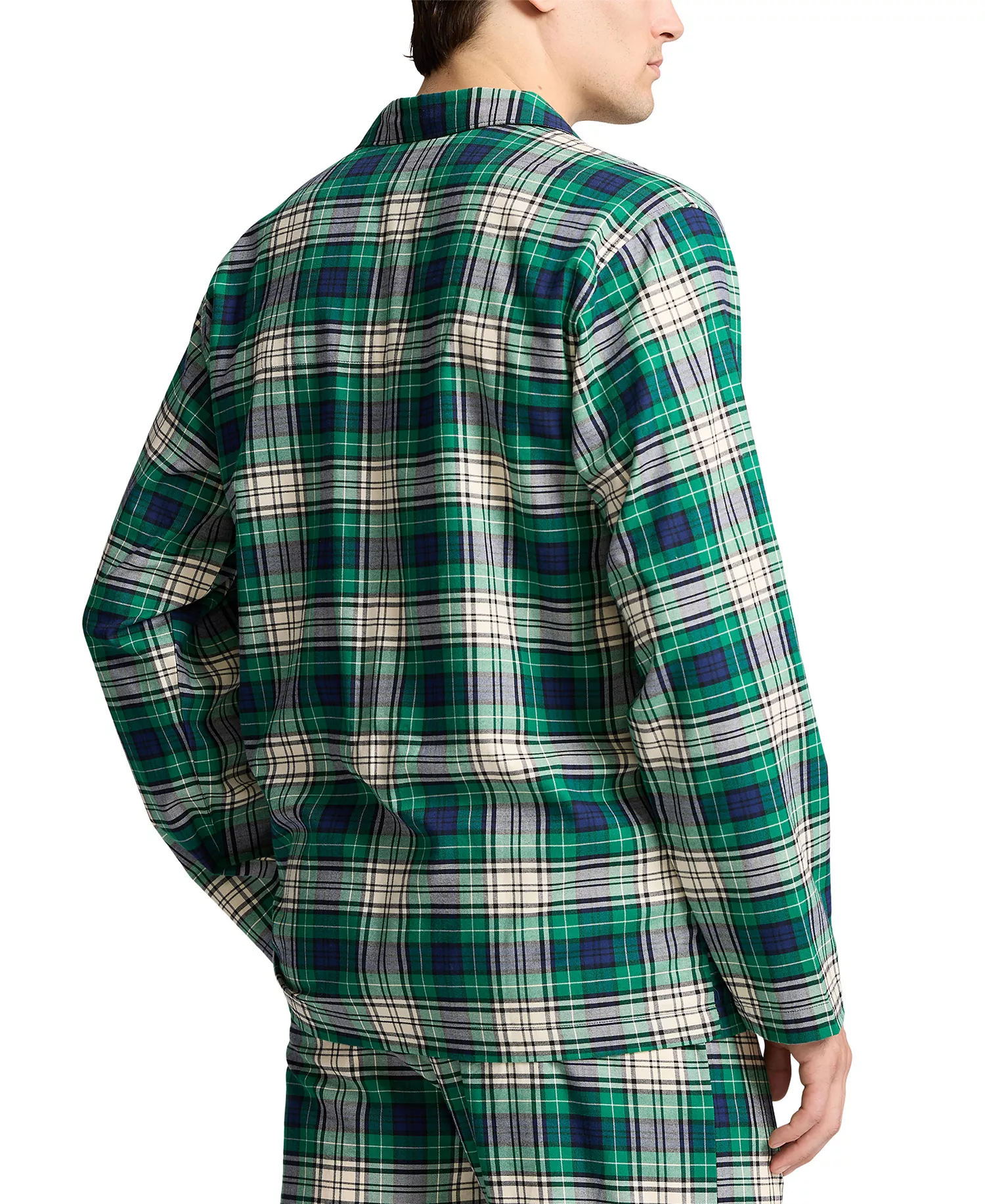 Men's Flannel Pajama Shirt - White/Green - L