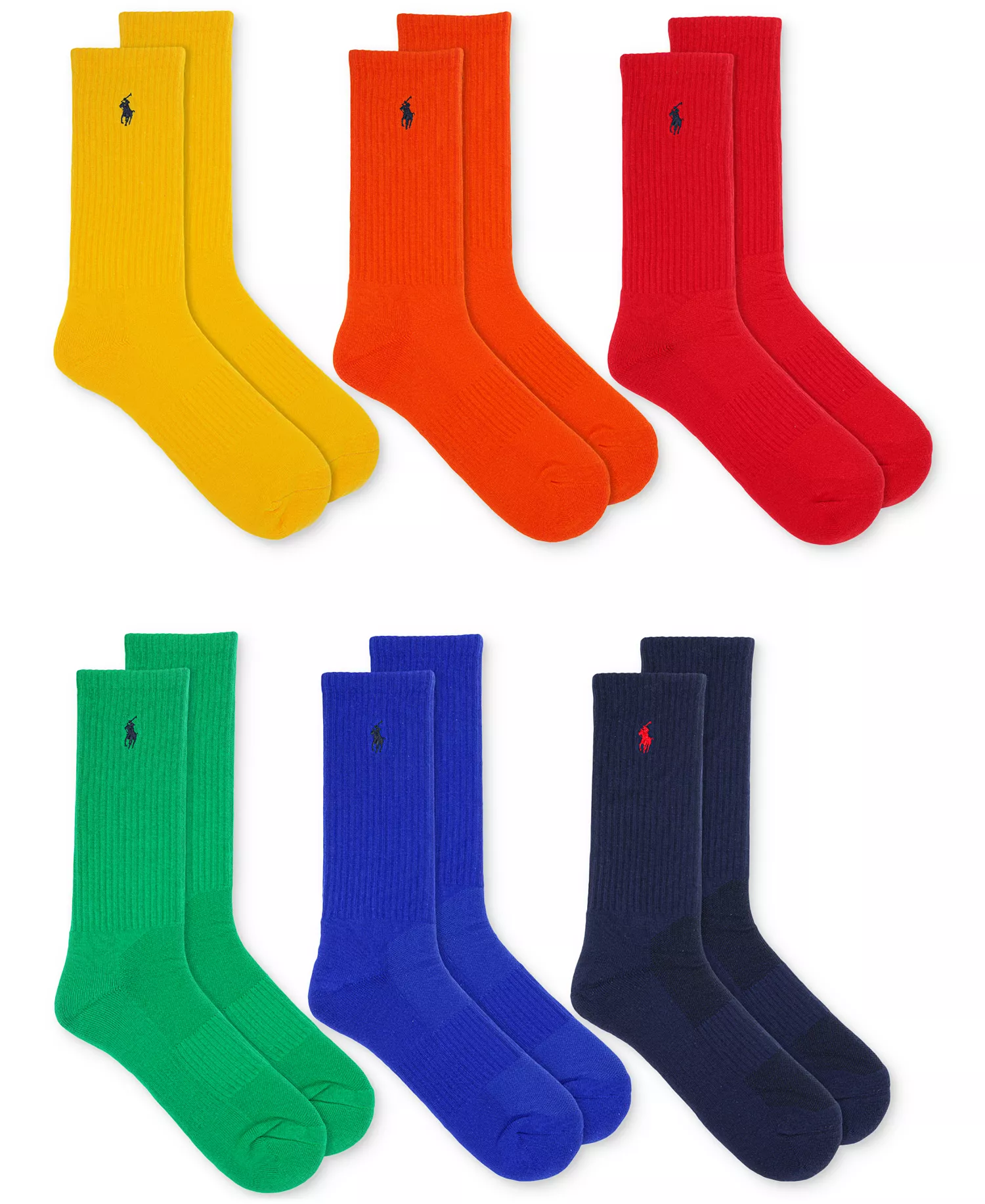 Men's 6-Pk. Performance Colorful Crew Socks - Asst - 10-13